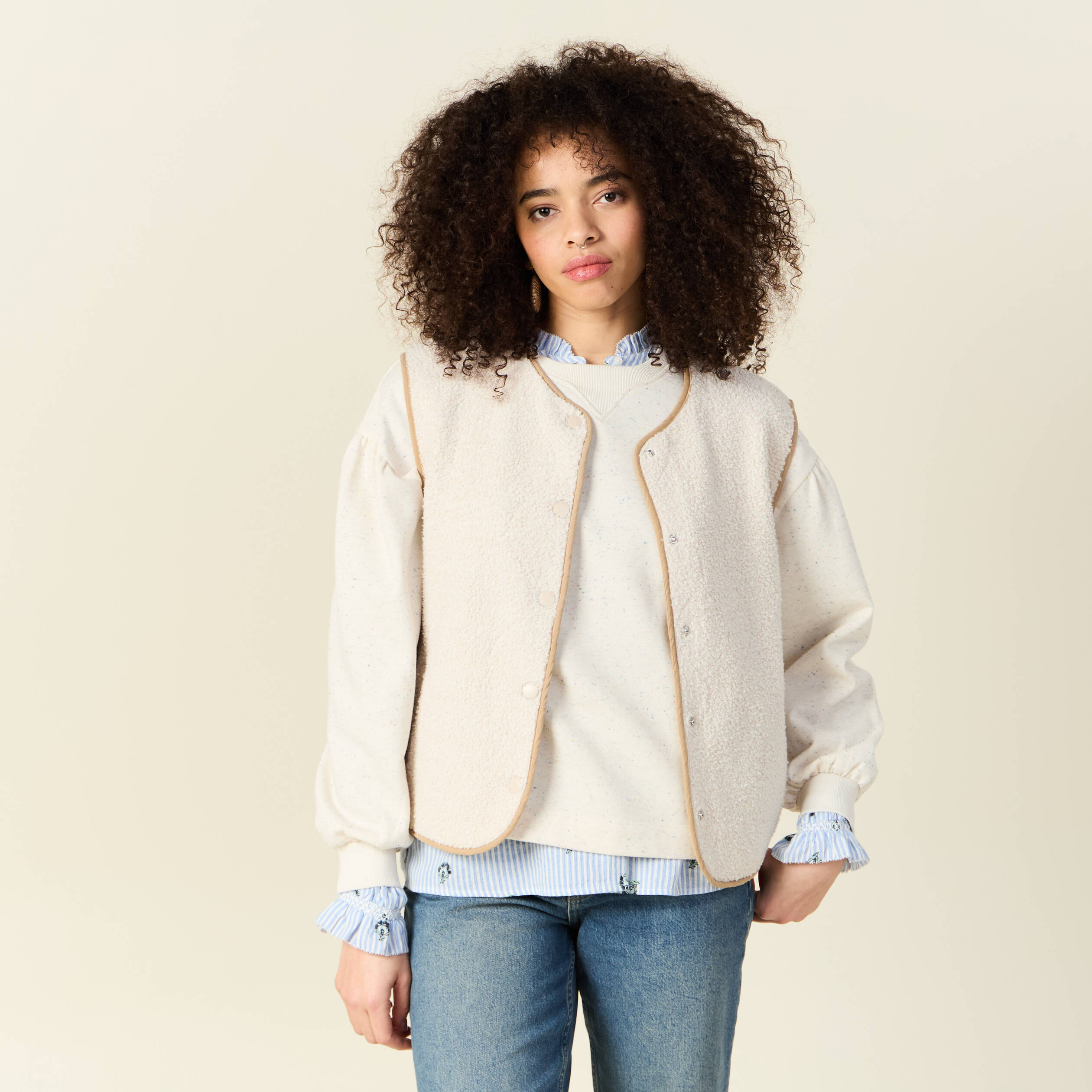 gilet eco responsable ecru femme Gilet éco-responsable ecru femme