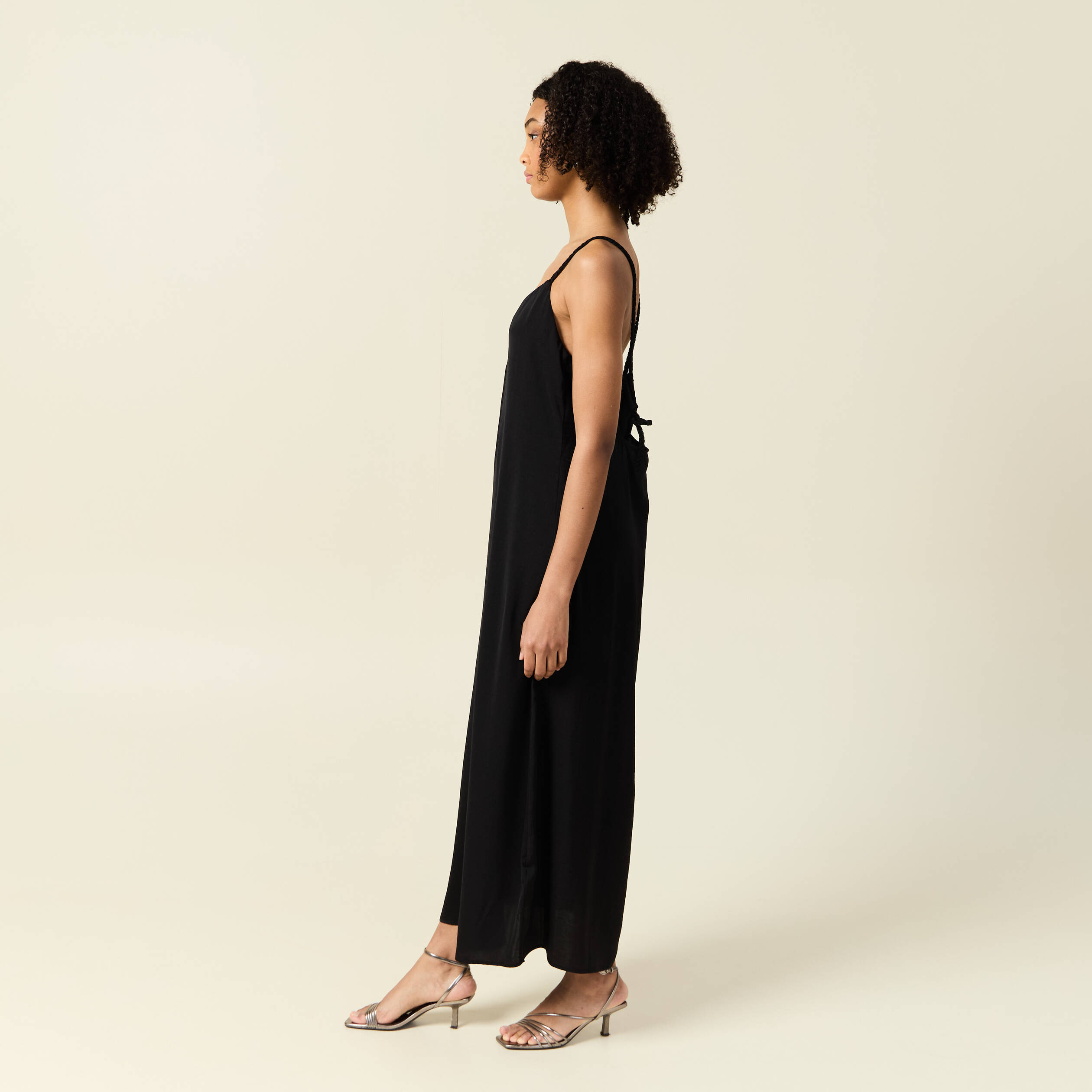 robe longue droite satin noir femme Robe longue droite satin noir femme