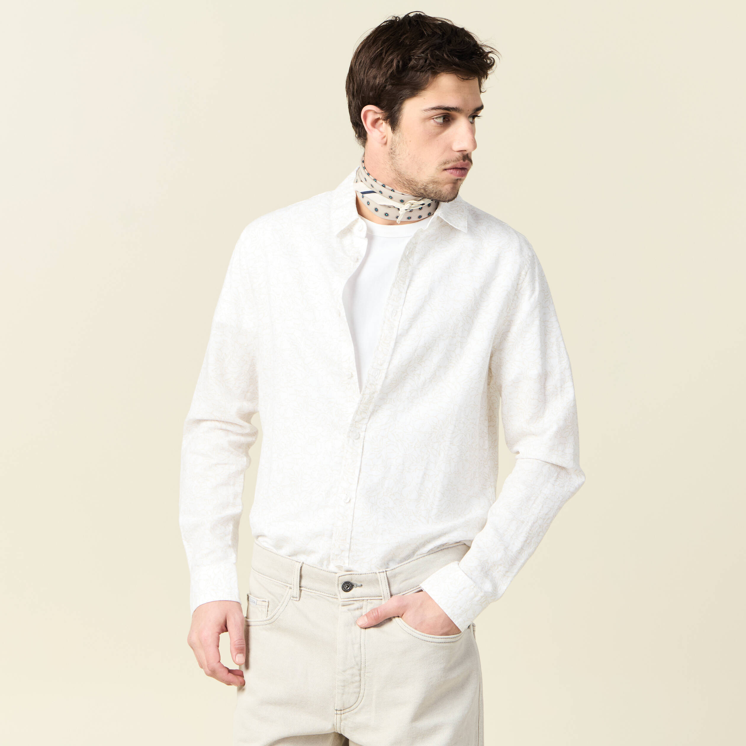 Chemise manches longues blanc homme