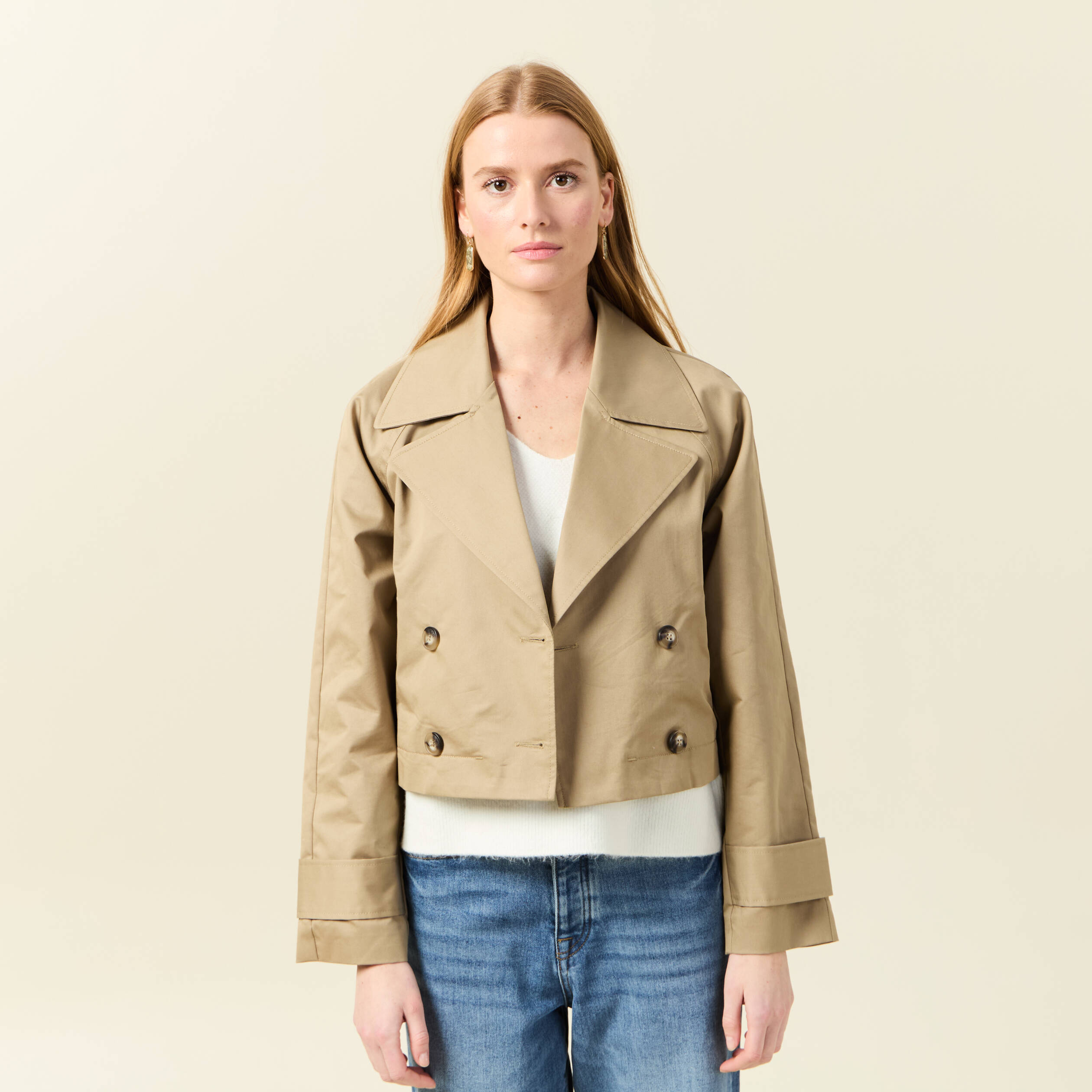 trench court fluide beige femme Trench court fluide beige femme