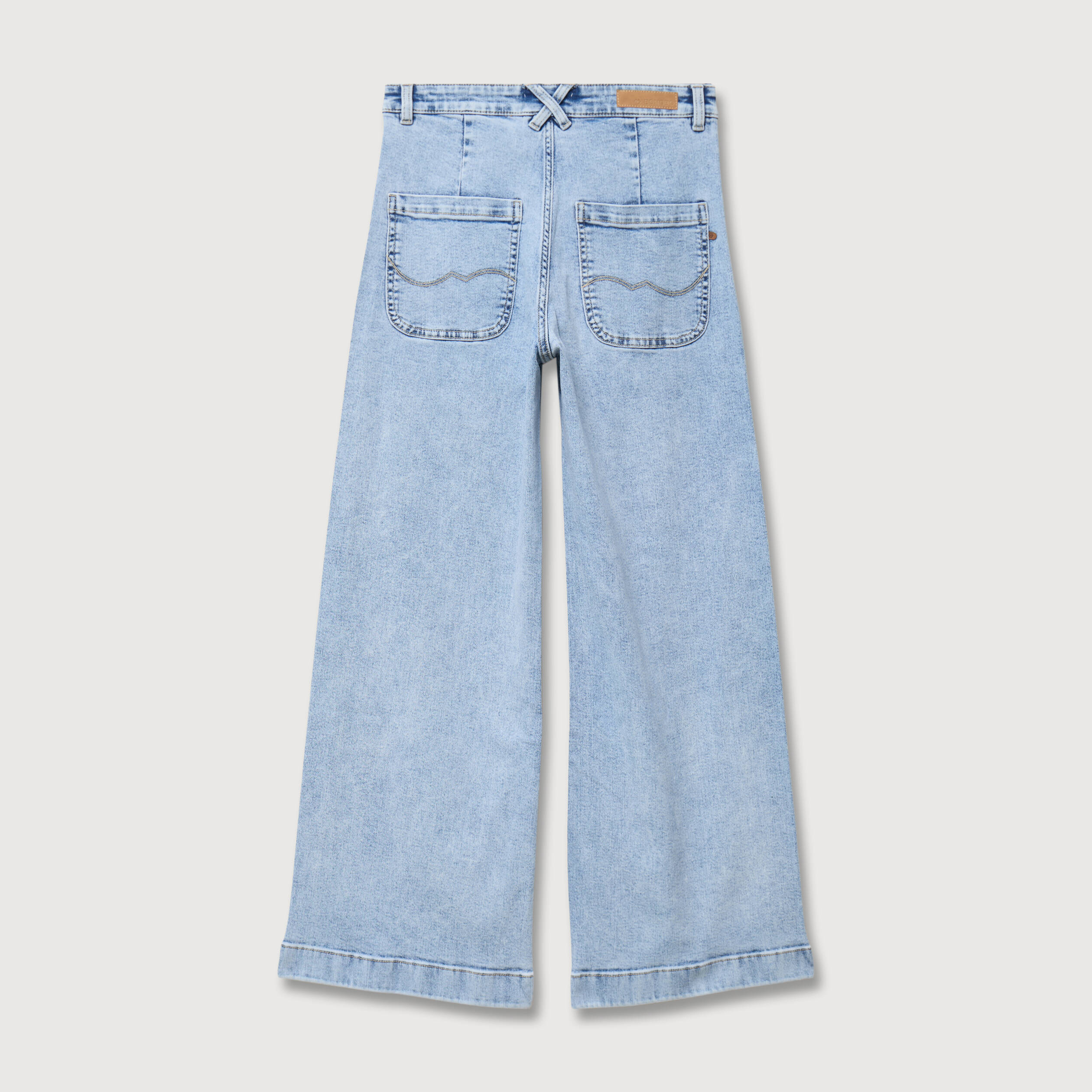 Jeans large taille haute denim bleach femme