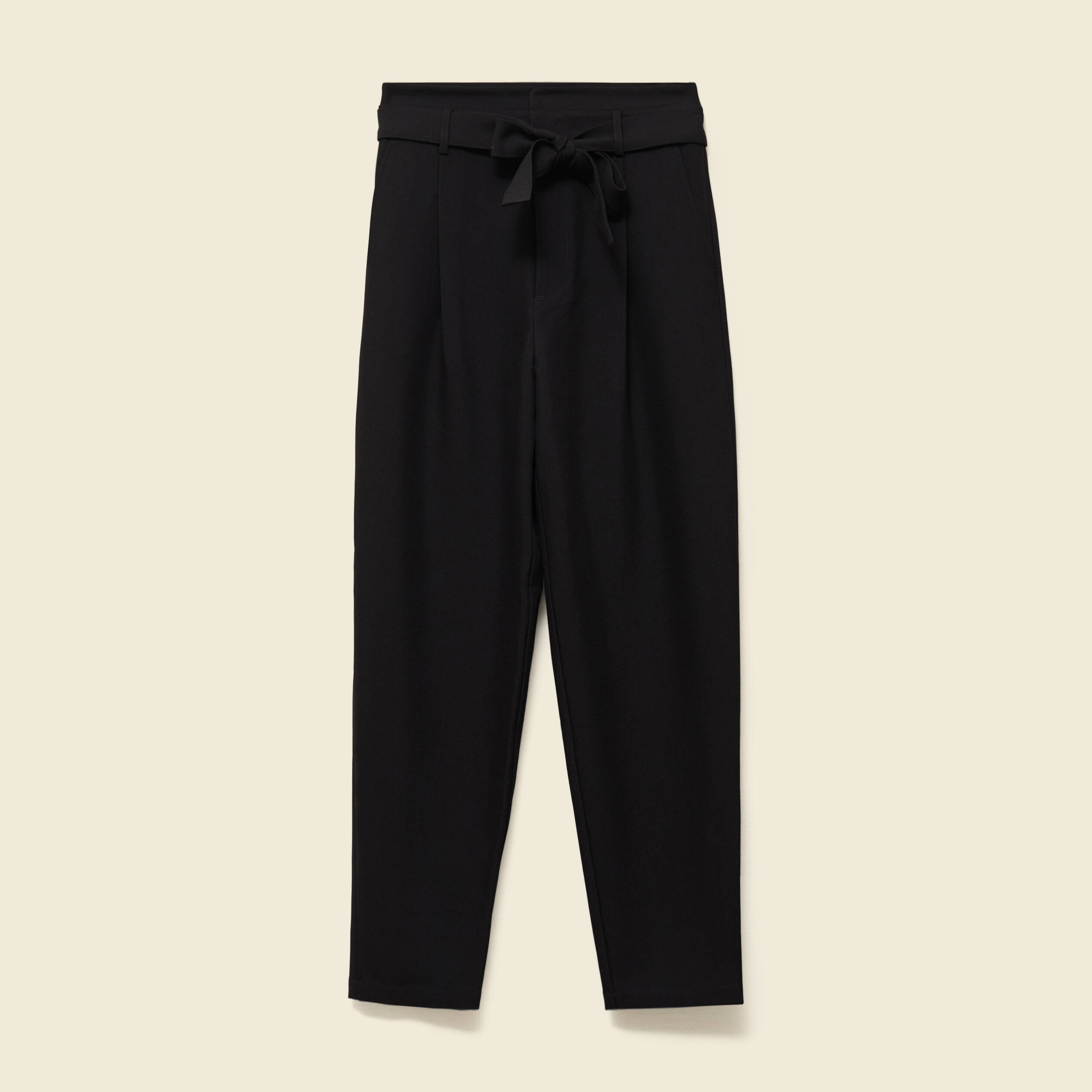Pantalon carotte taille haute noir femme