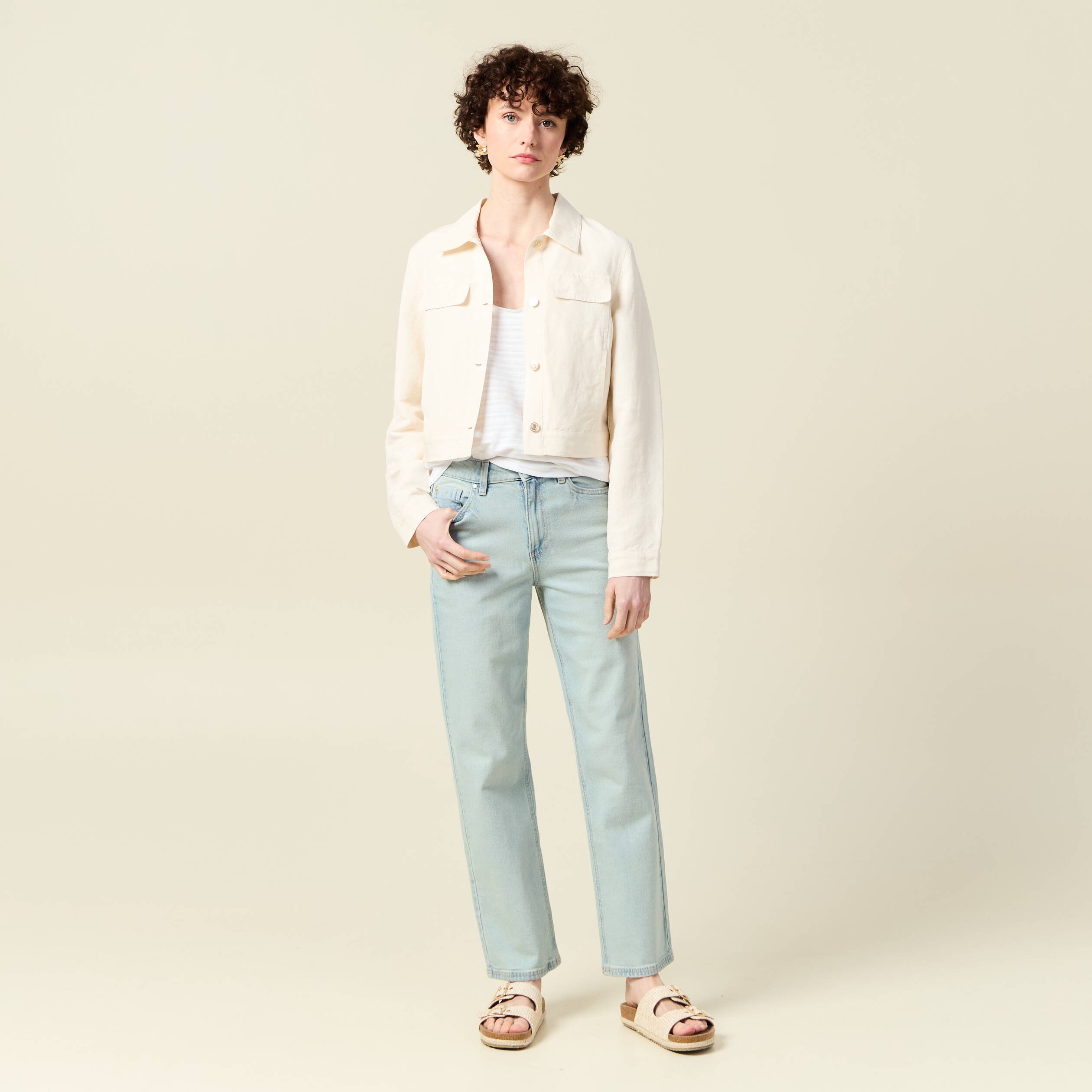 jeans droit 78eme denim baby bleu femme Jeans droit 7/8ème denim baby bleu femme
