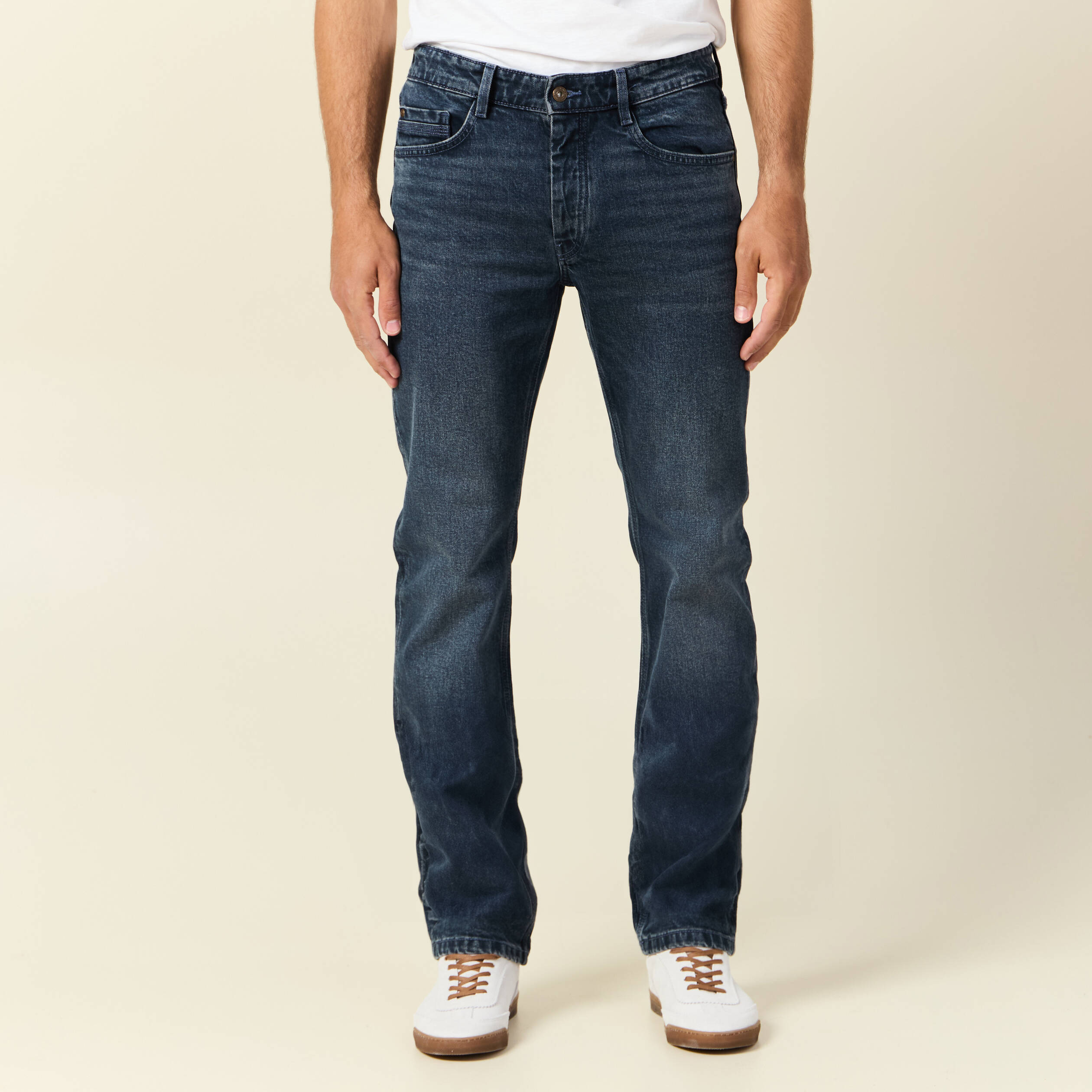 Jeans regular 5 poches denim stone homme Bonobo