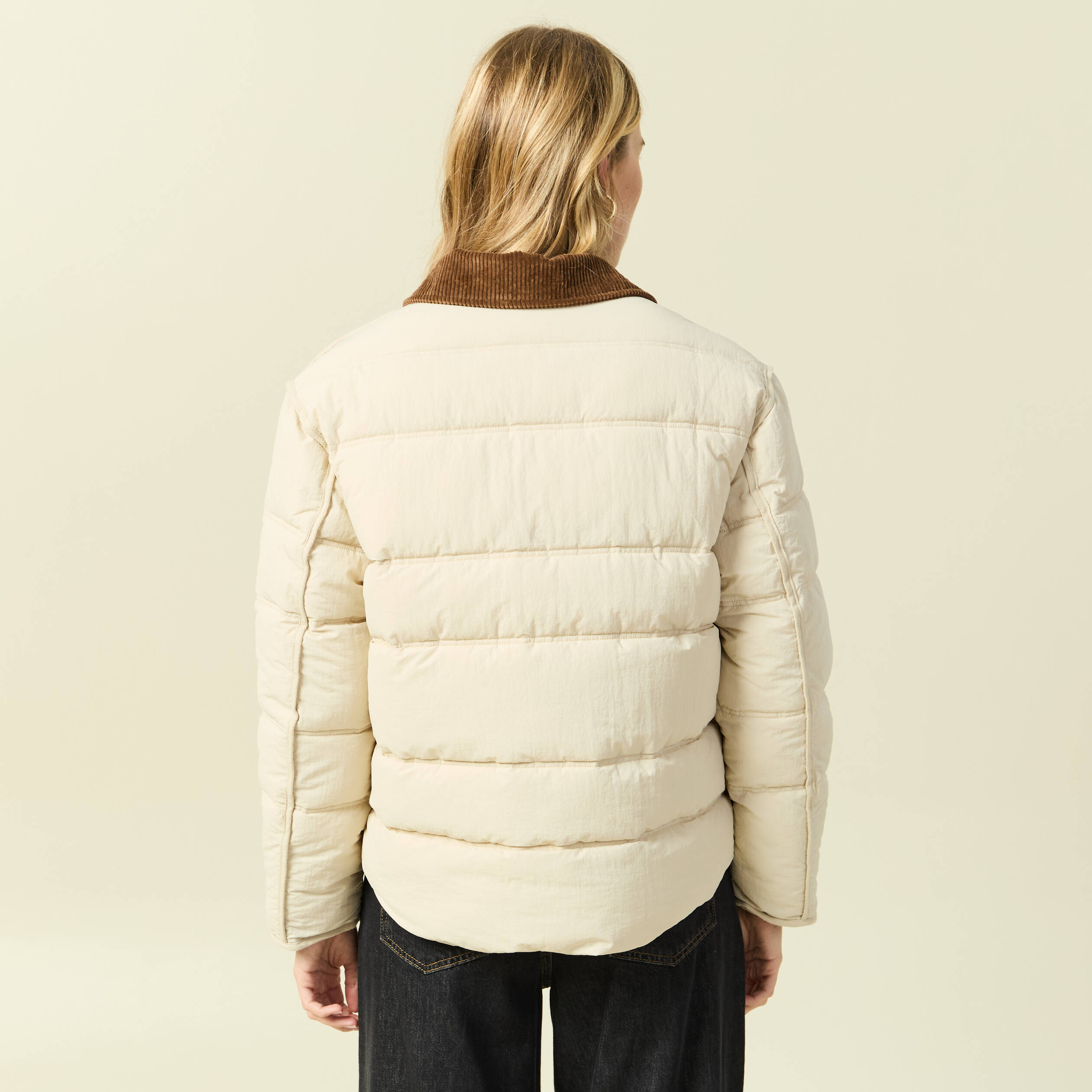 Doudoune droite courte creme femme