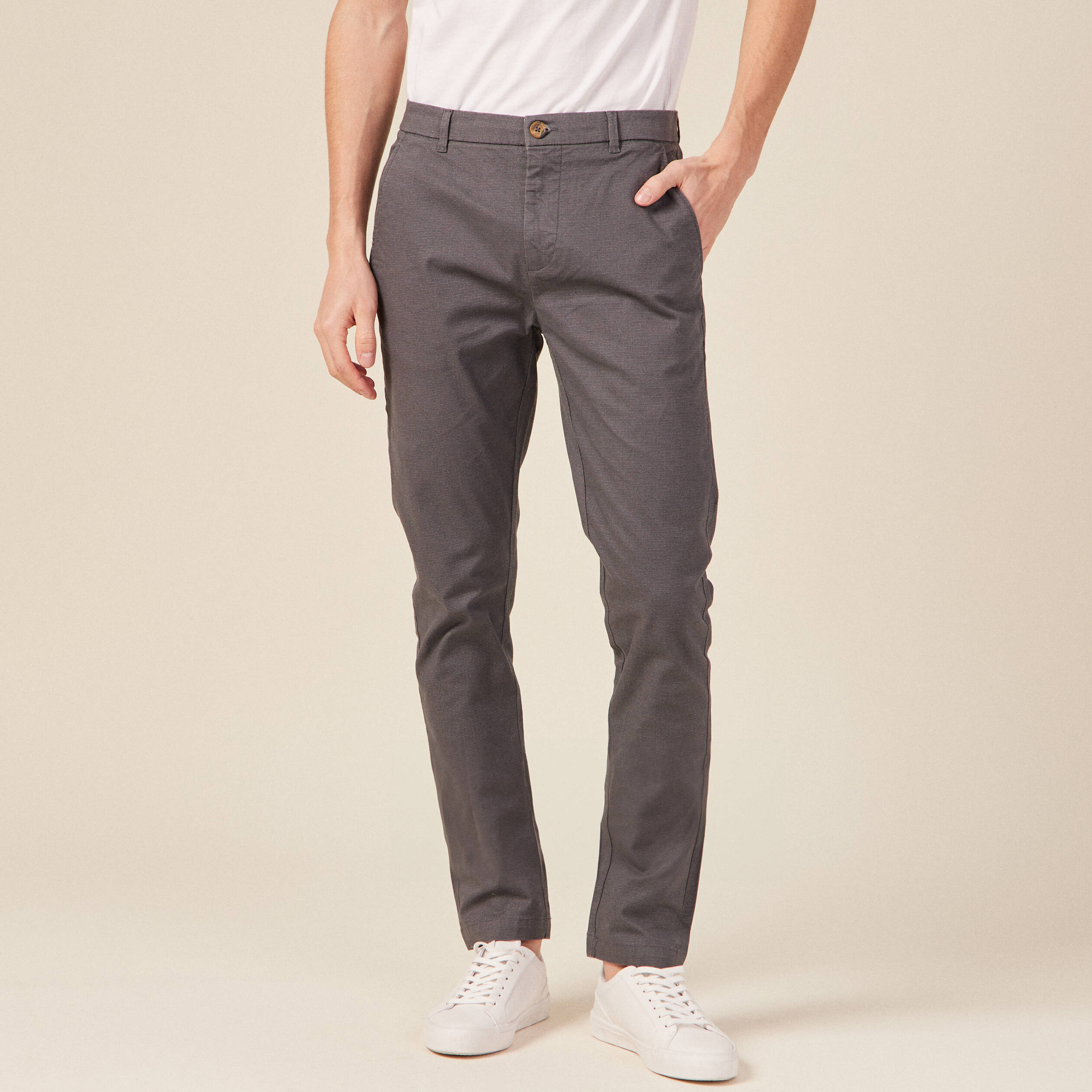 Pantalon chino longueur 32 gris homme