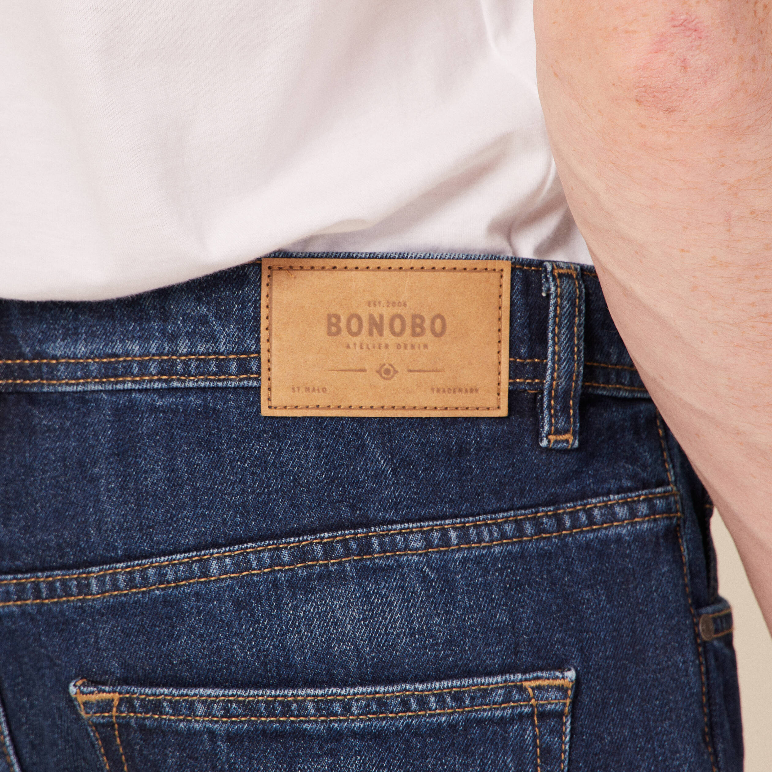 Jeans straight tapered denim brut clean homme