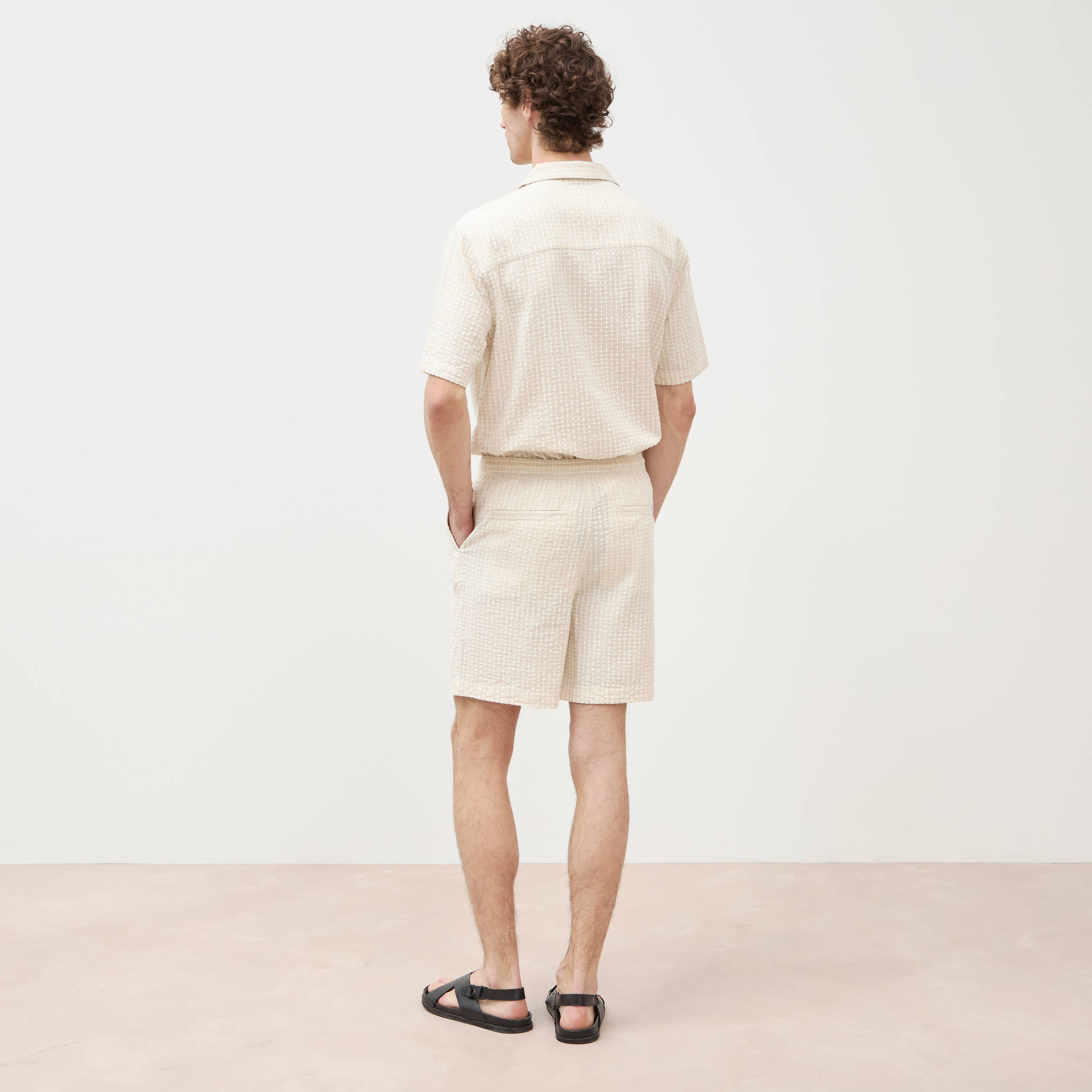 Bermuda coupe droite beige homme