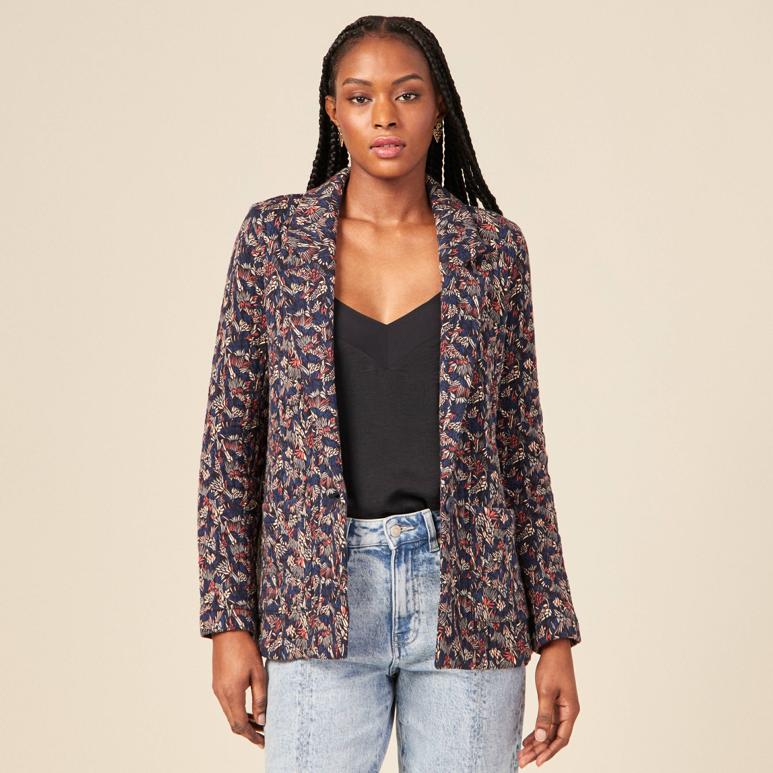 Cardigan manches longues multicolore femme