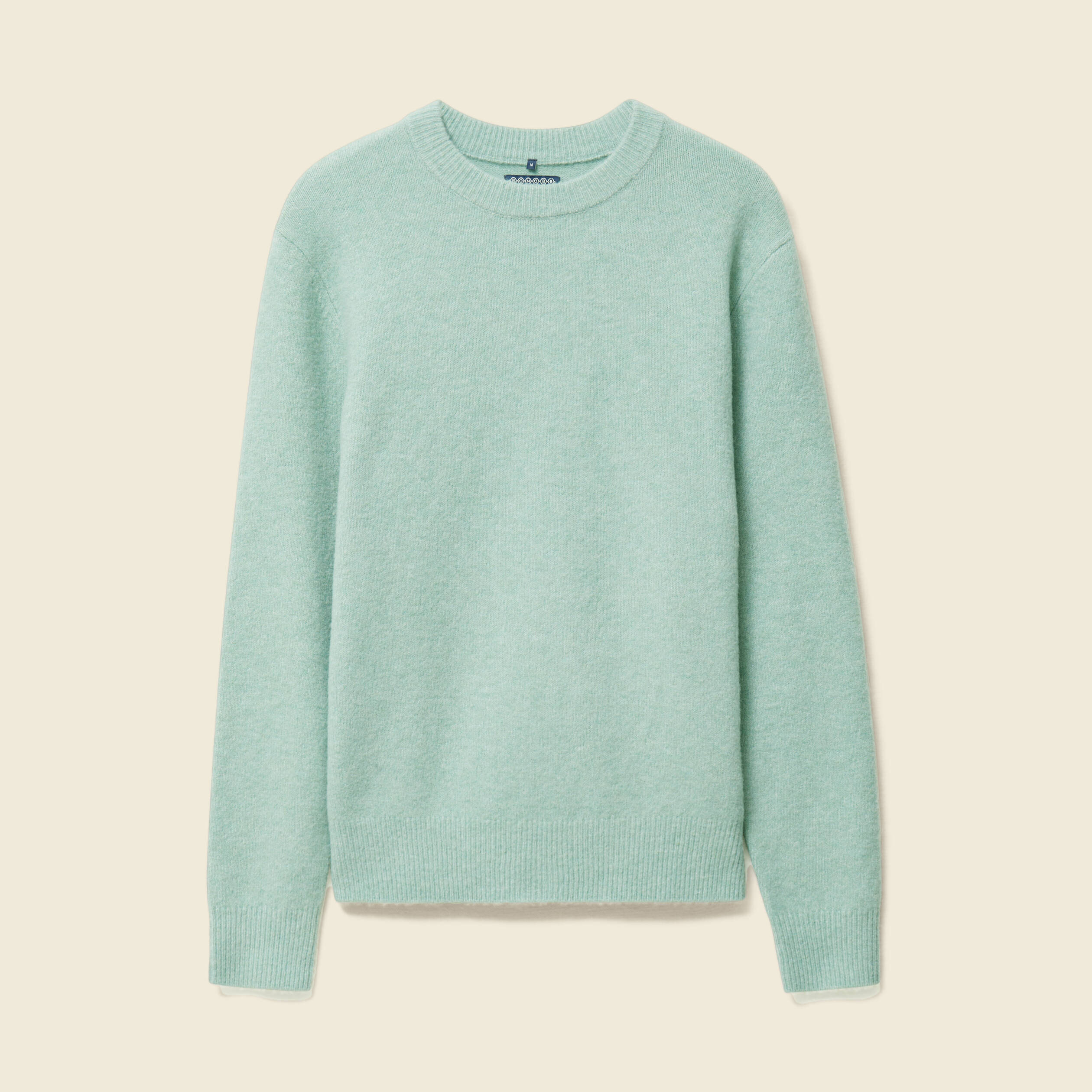 Pull manches longues col rond vert pastel homme