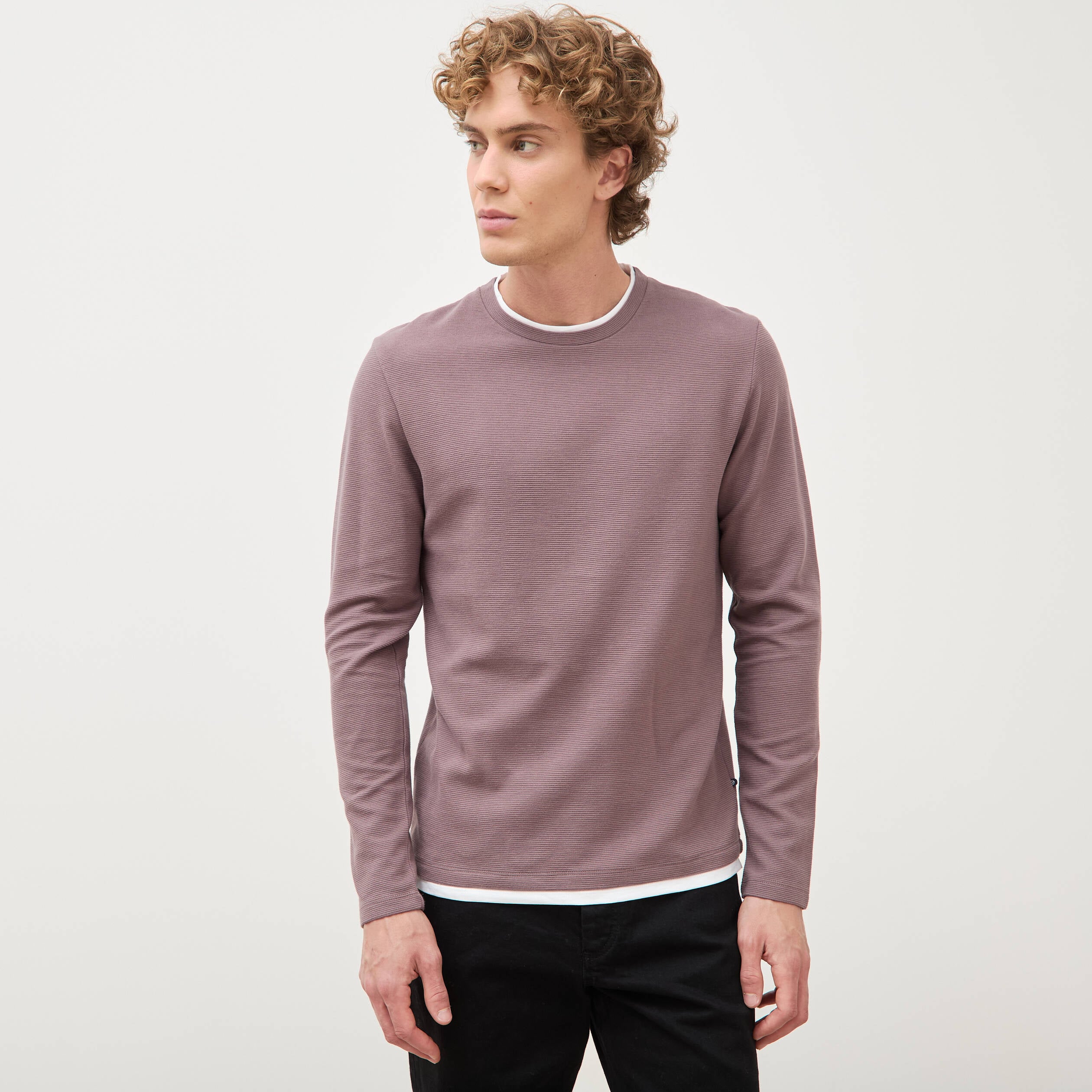T-shirt manches longues mauve homme