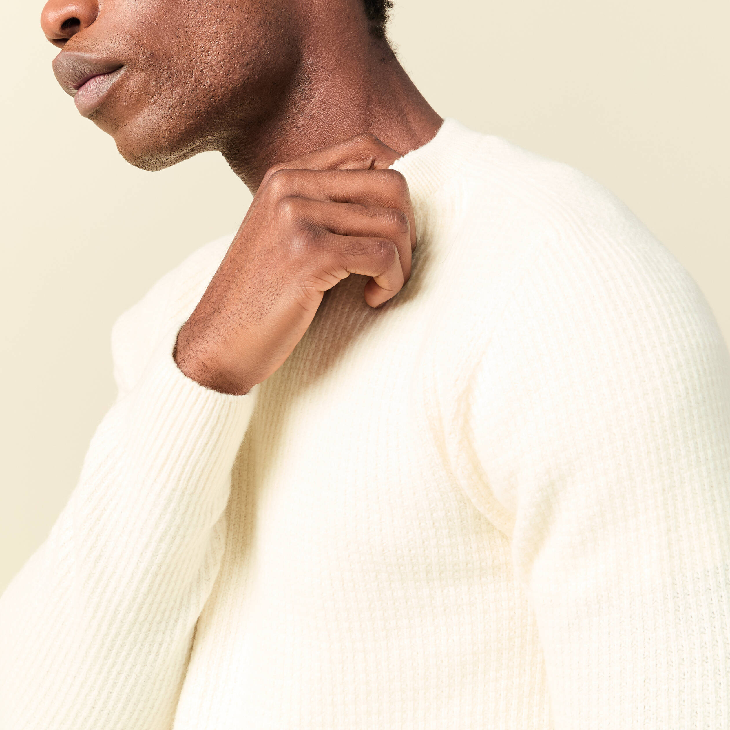 Pull manches longues fabriqu&eacute; en France ecru homme