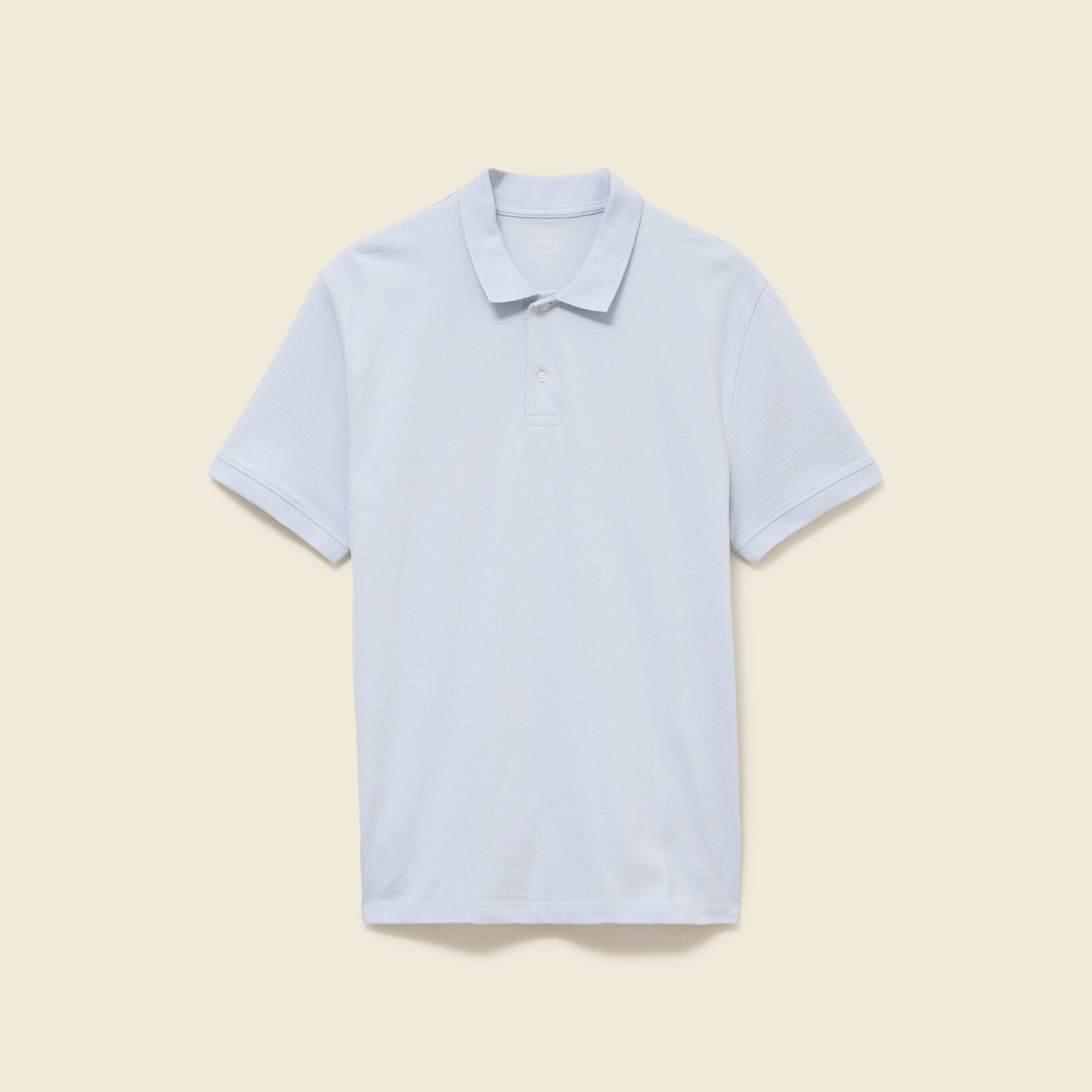 Polo cintr&eacute; en coton manches courtes bleu clair homme