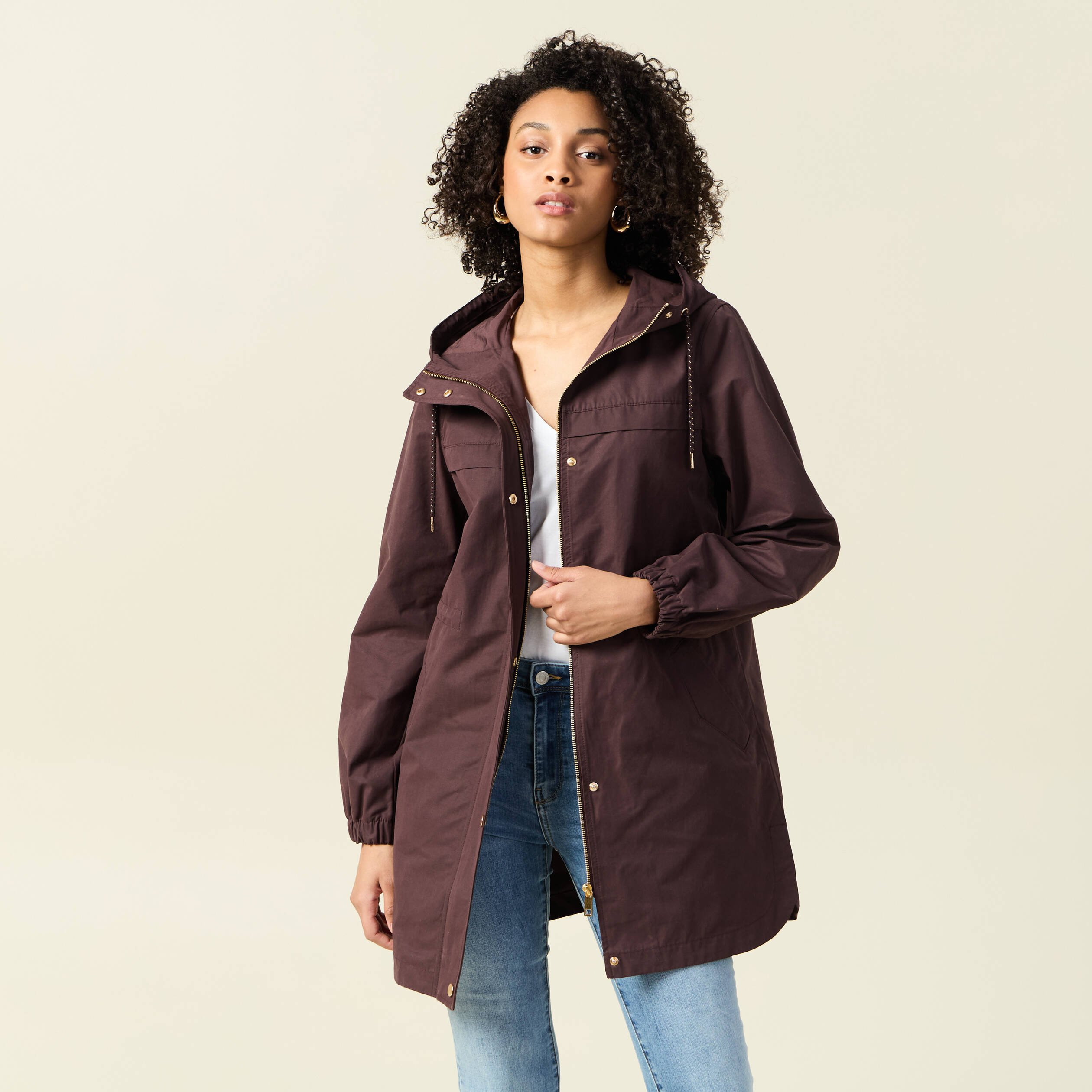 parka longue a capuche marron fonce femme Parka longue à capuche marron foncé femme