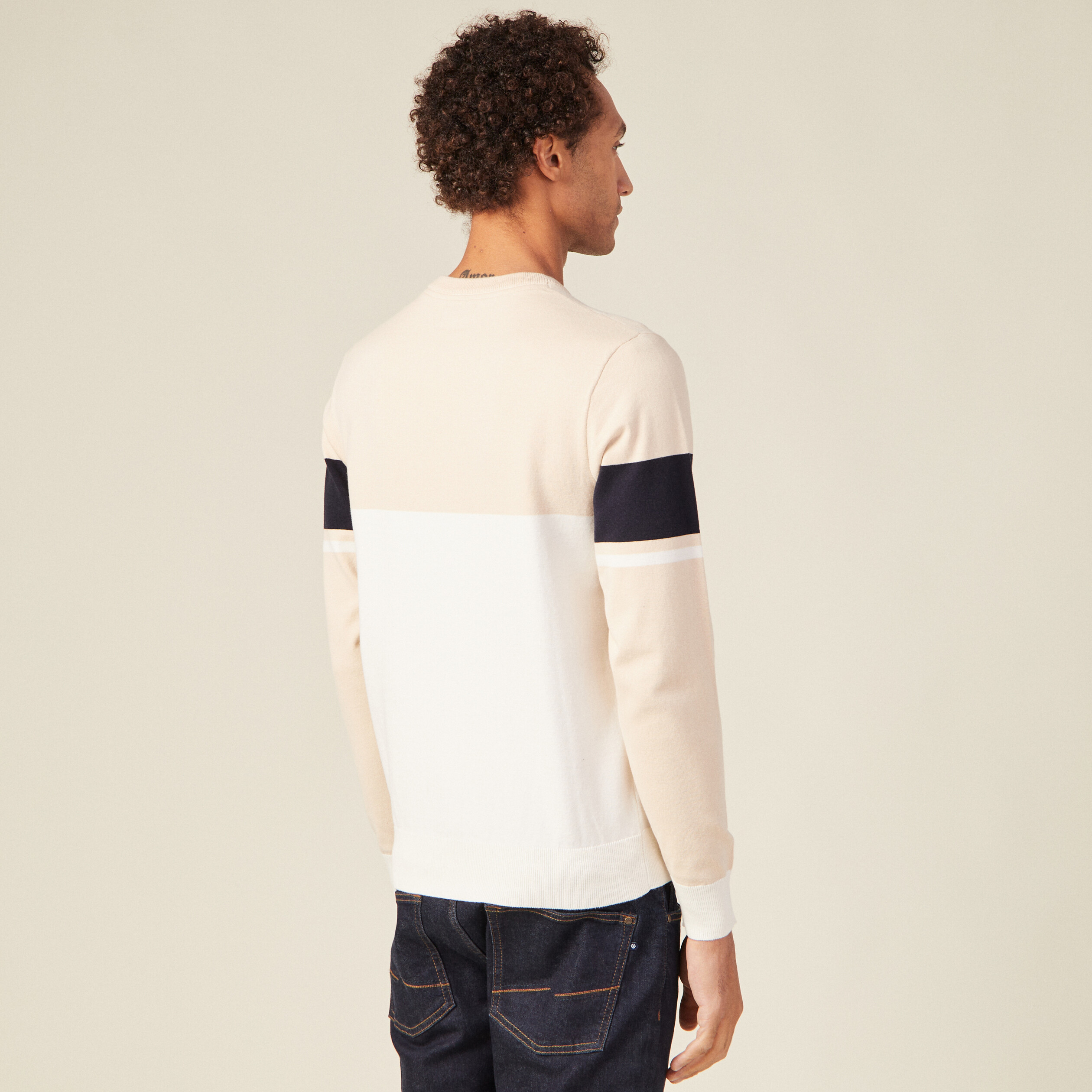Pull éco-responsable ecru homme