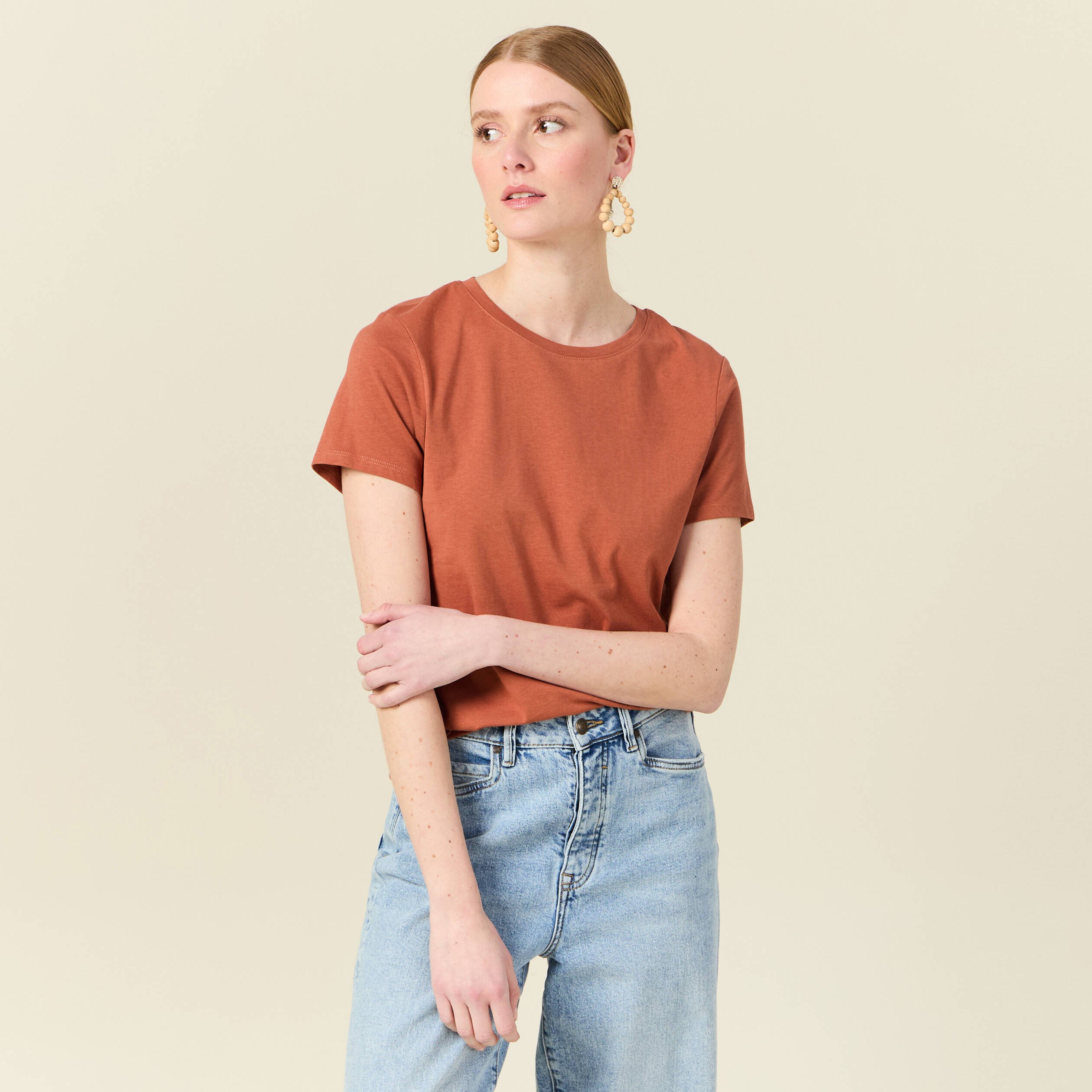 t shirt manches courtes orange femme T-shirt manches courtes orange femme