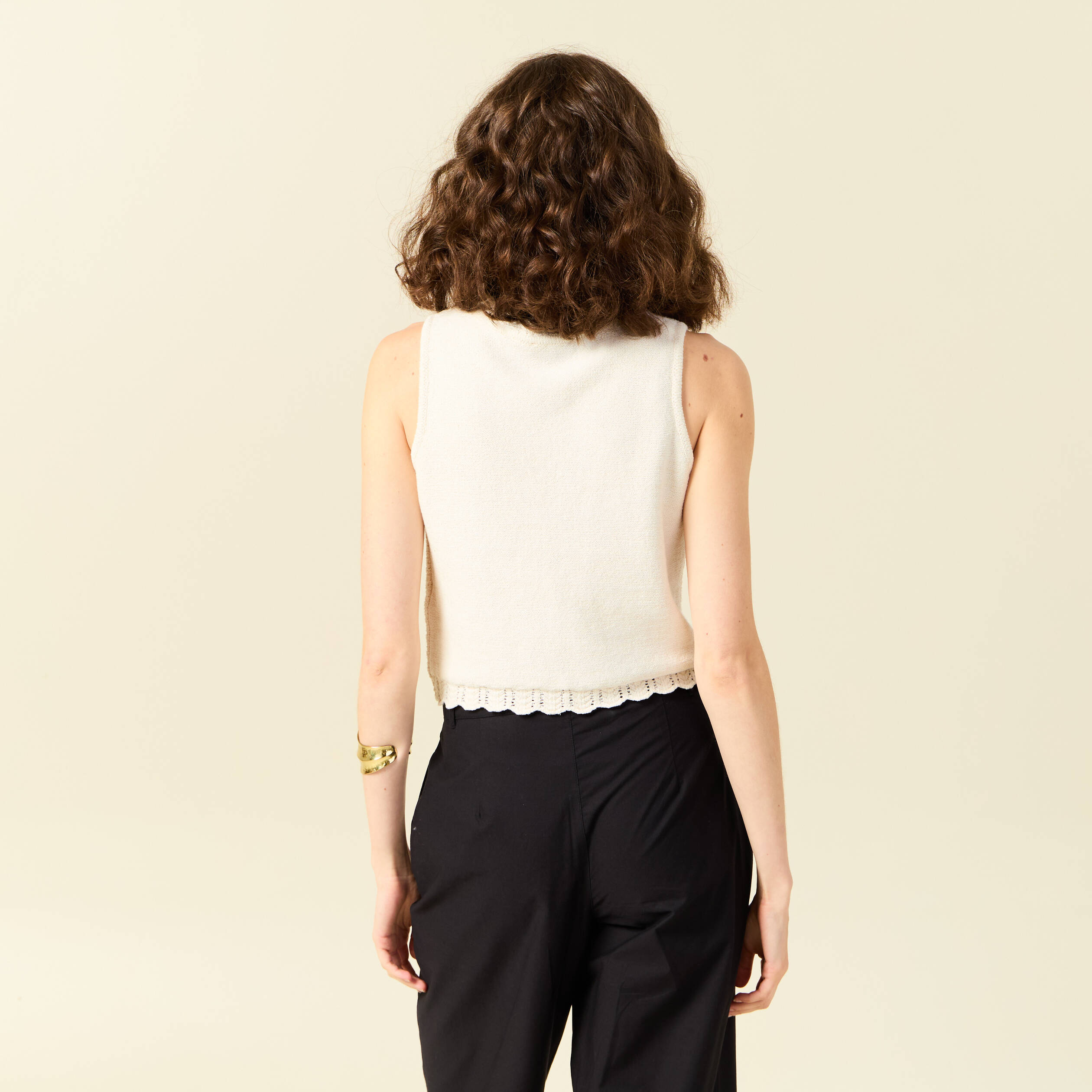 Gilet sans manches creme femme