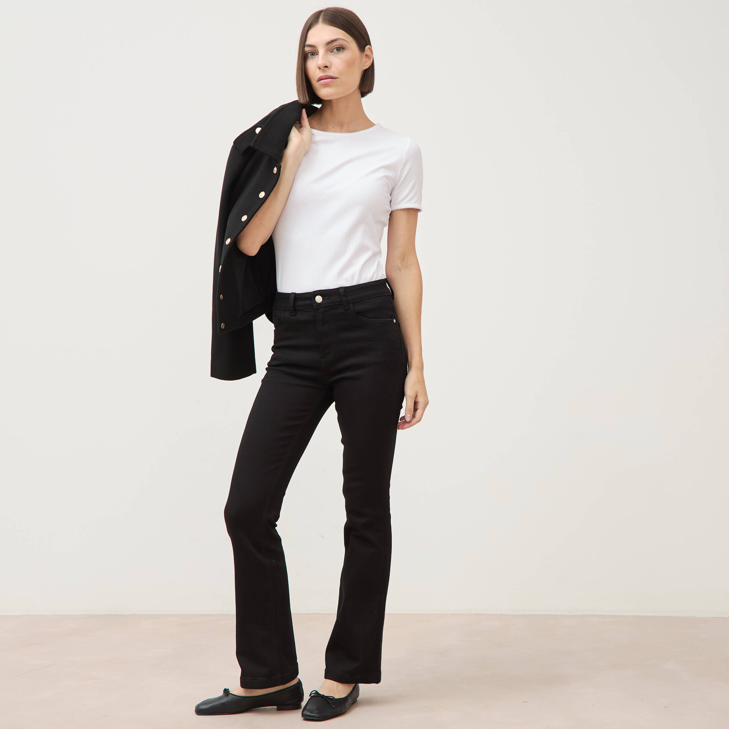Jeans bootcut denim noir femme