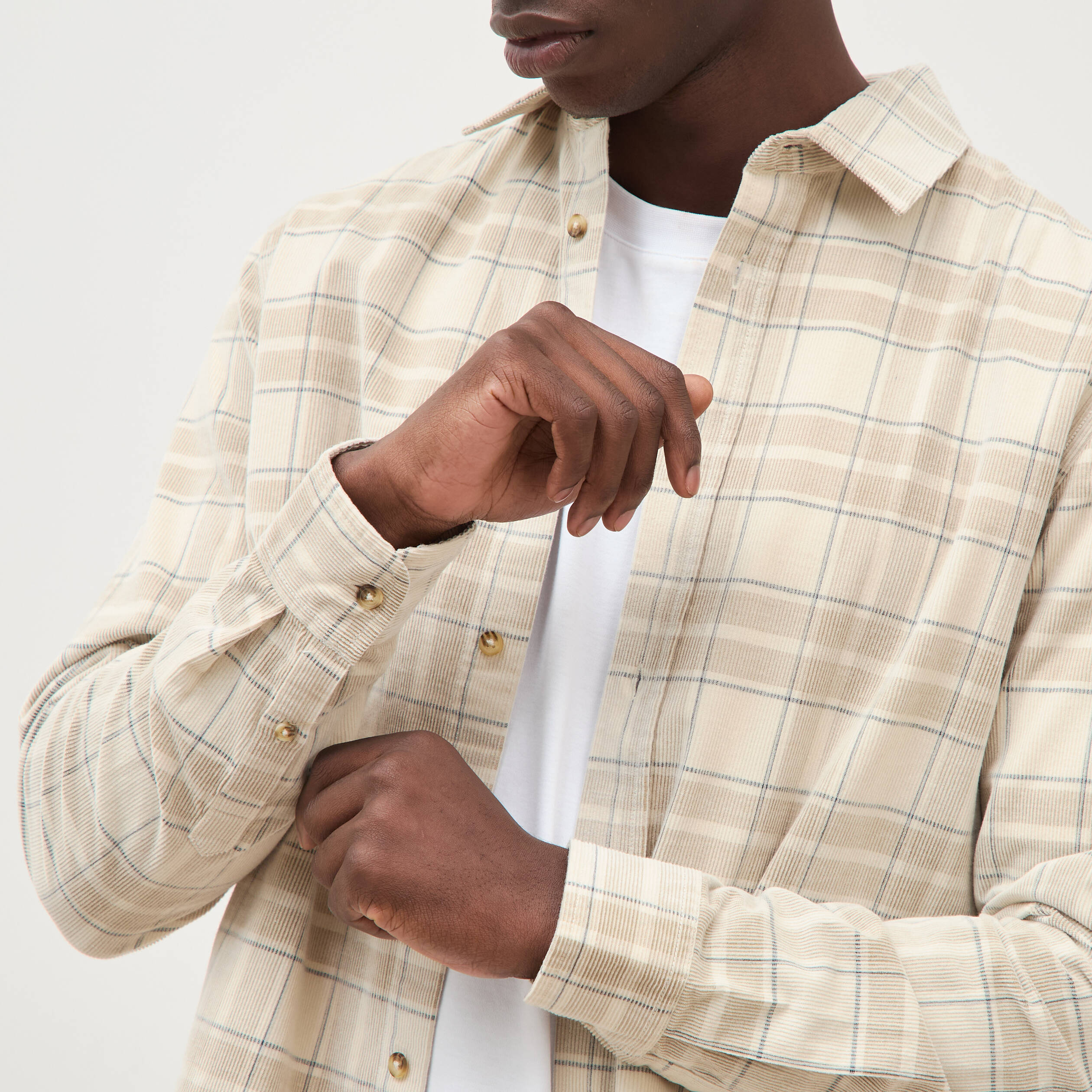 Chemise col classique manches longues sable homme