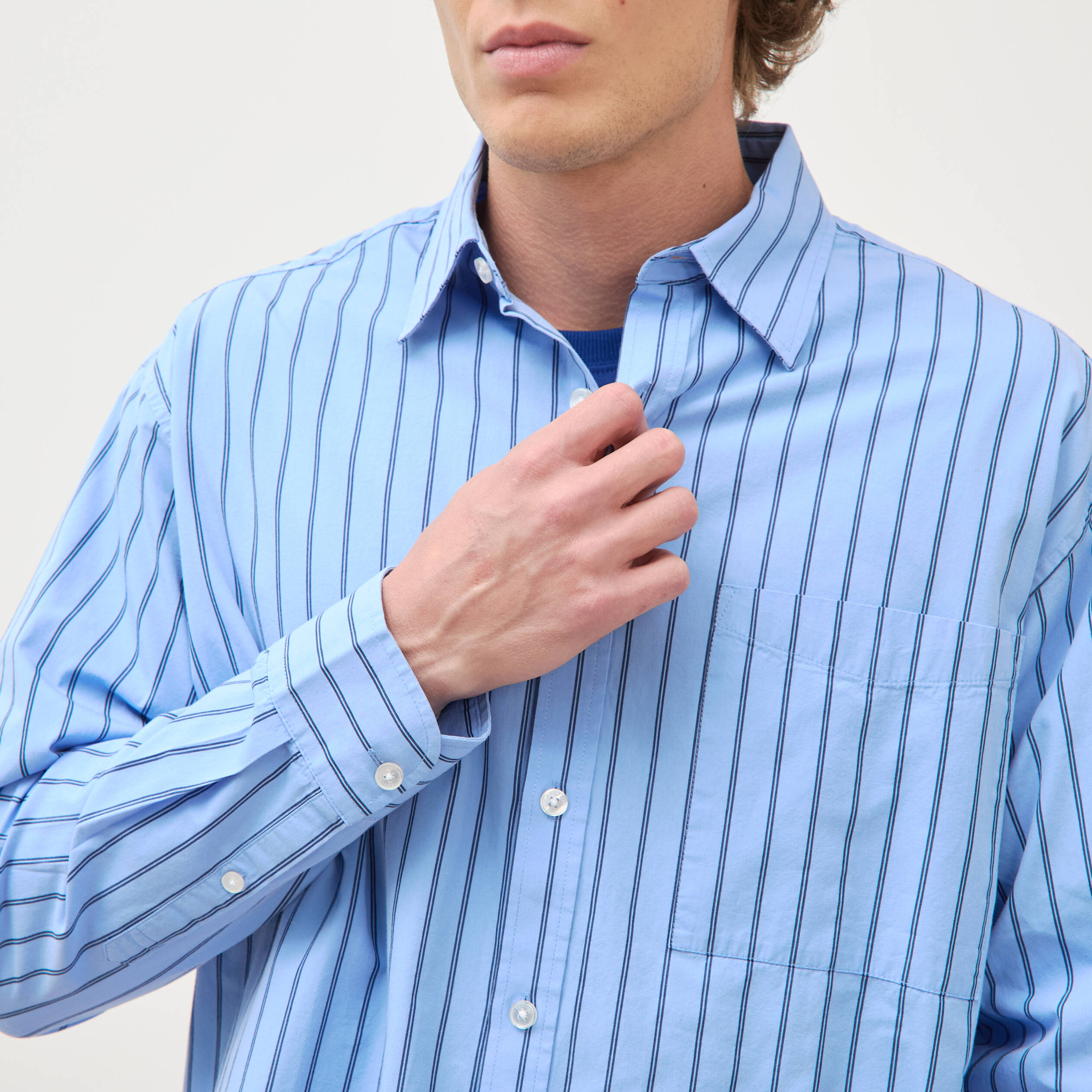Chemise boyfriend en coton bleu ciel homme