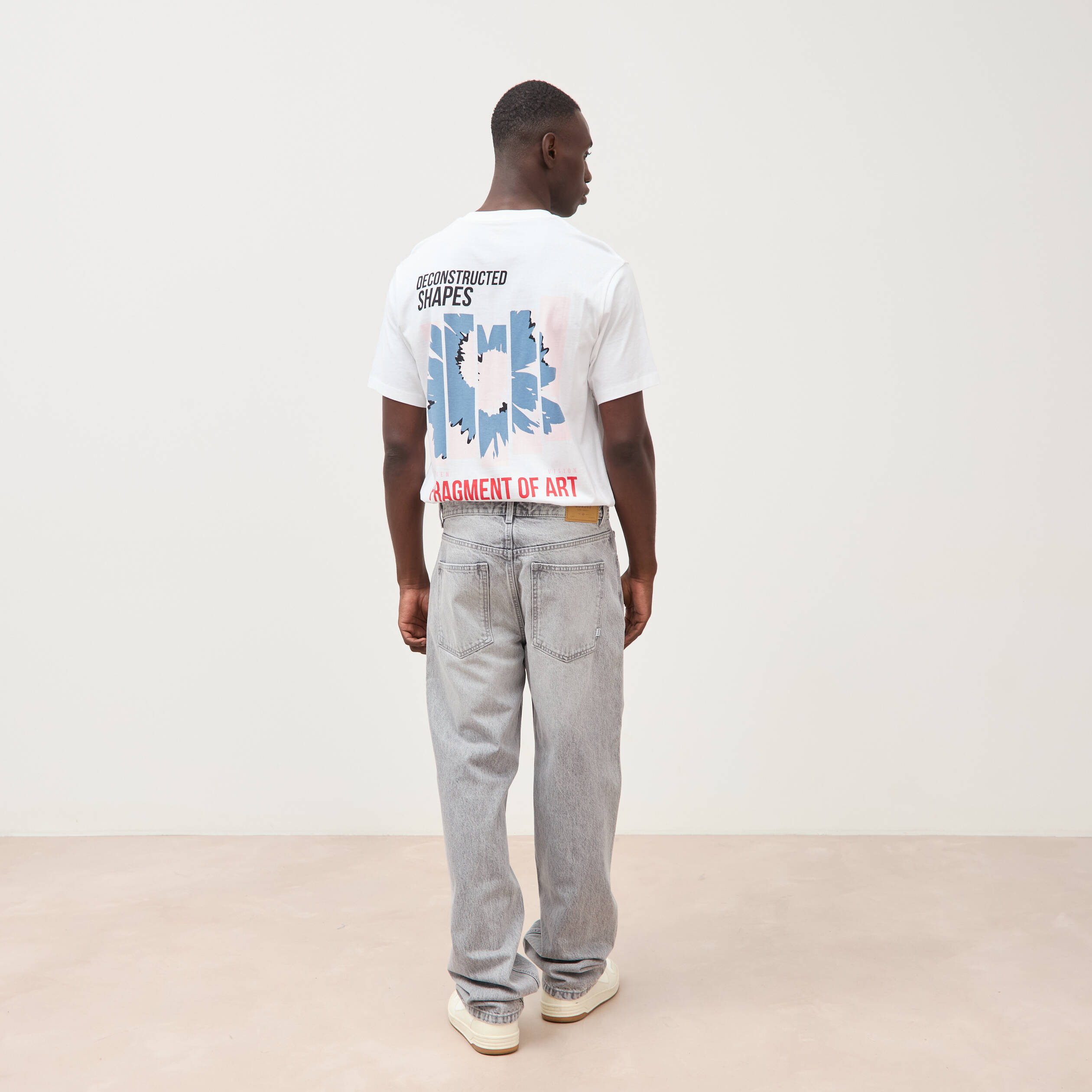 Jeans large longueur 34 en coton denim snow gris homme