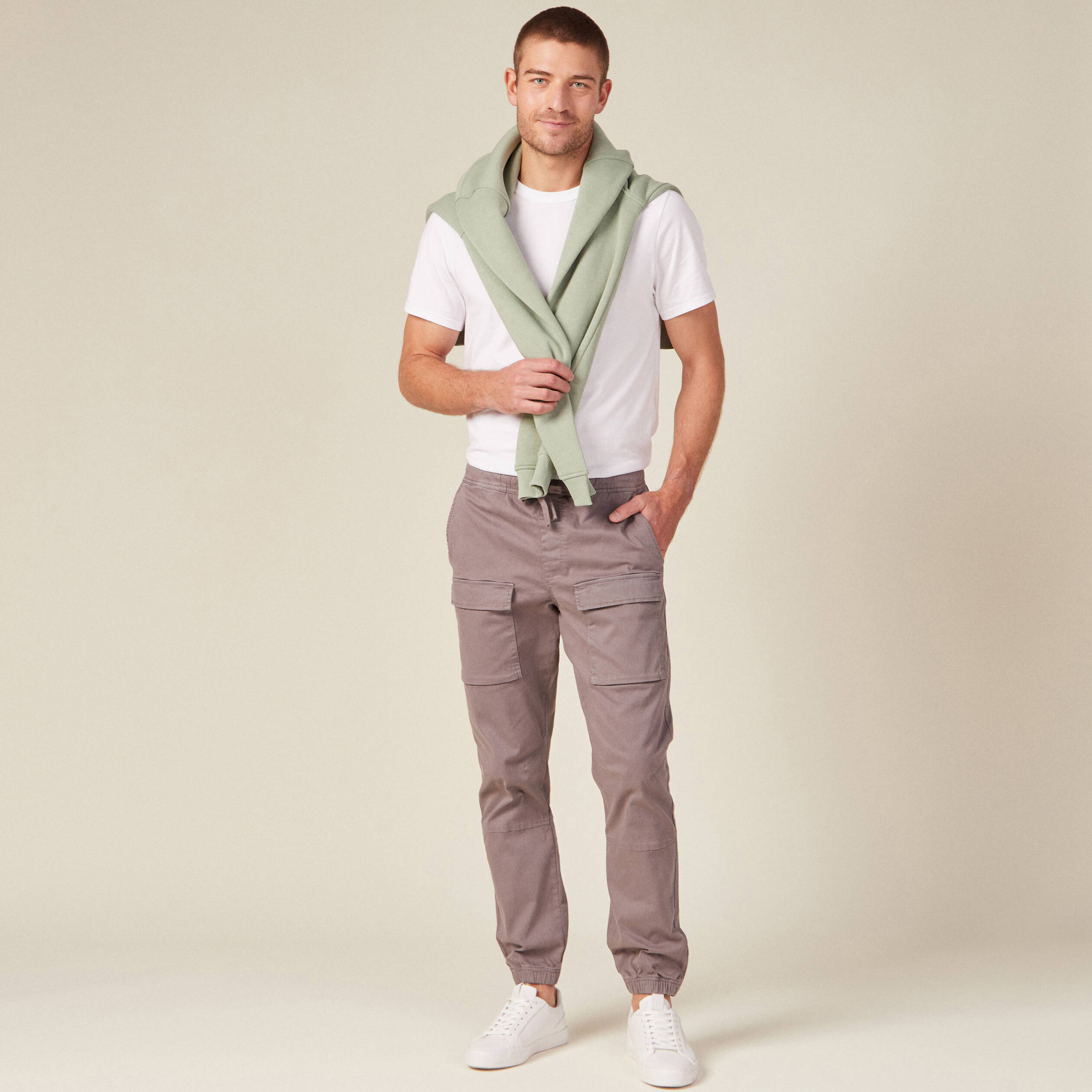 Pantalon battle élastiqué gris homme