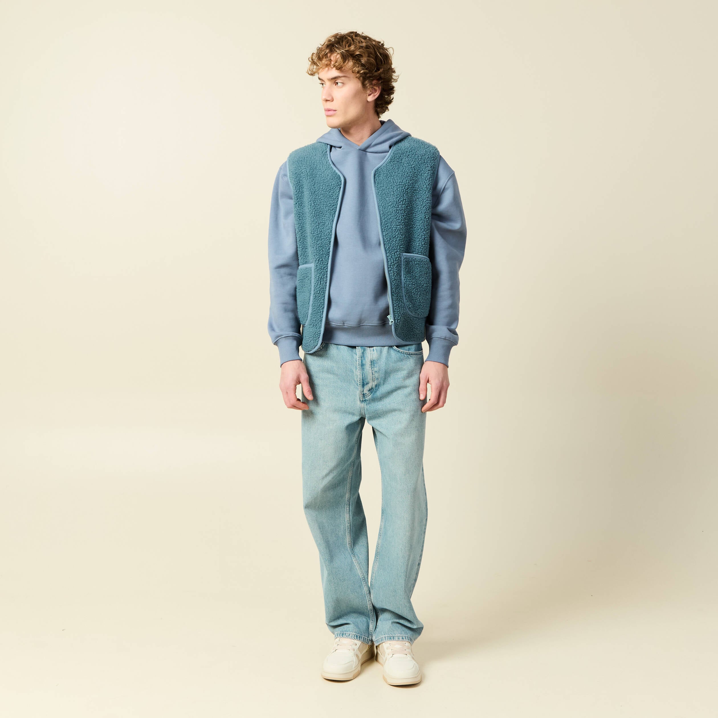 Sweat sans manches effet polaire bleu gris homme