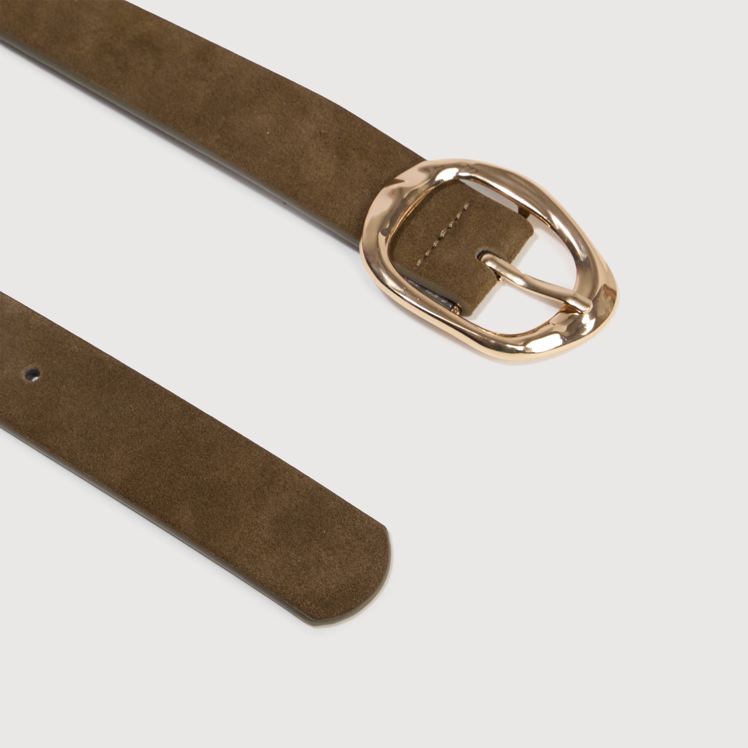 Ceinture large en cuir vert olive femme
