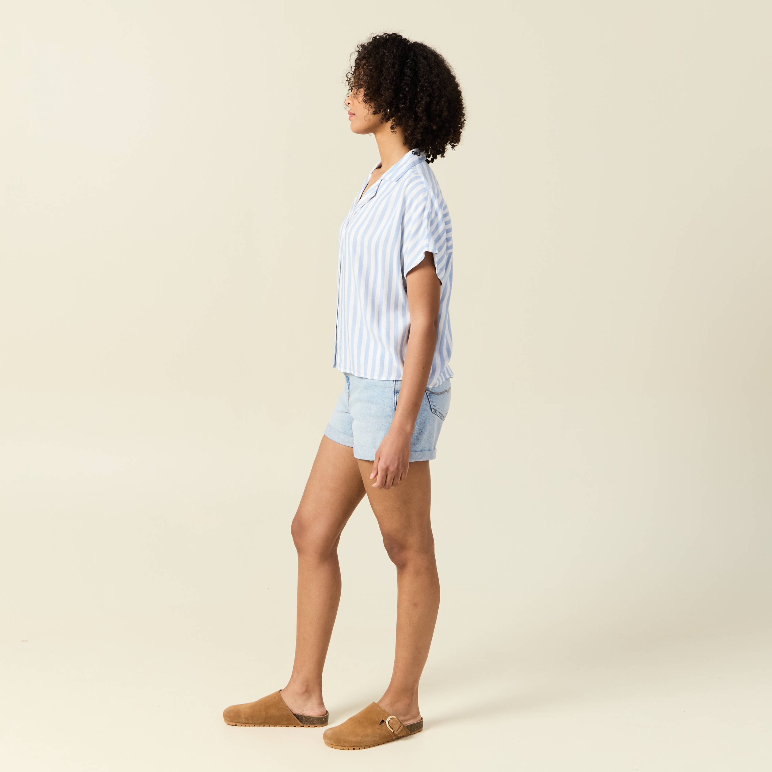 chemise manches 34 bleu femme Chemise manches 3/4 bleu femme