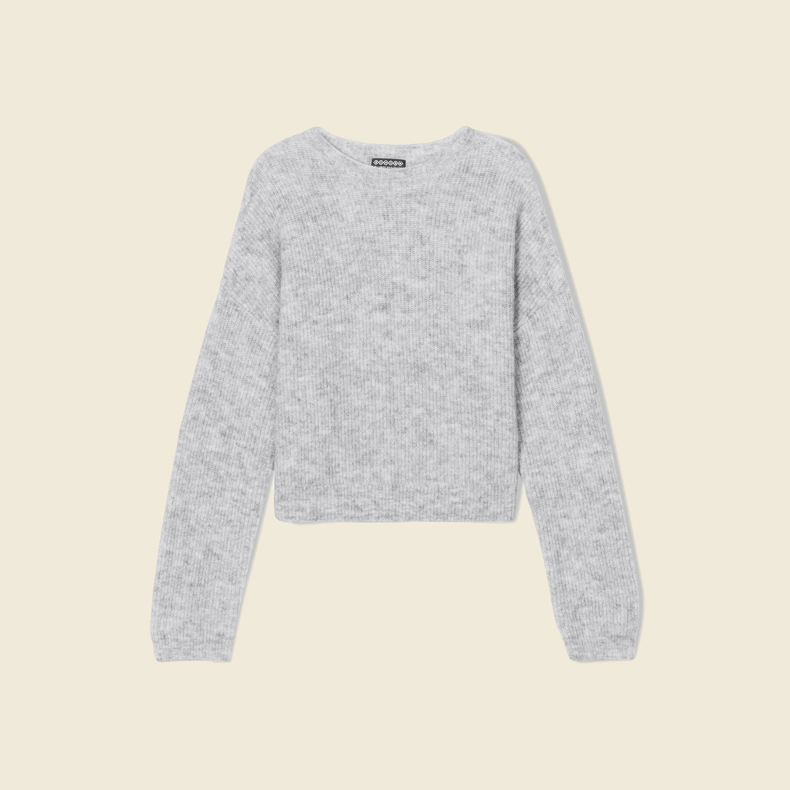 Pull manches longues cropped gris femme