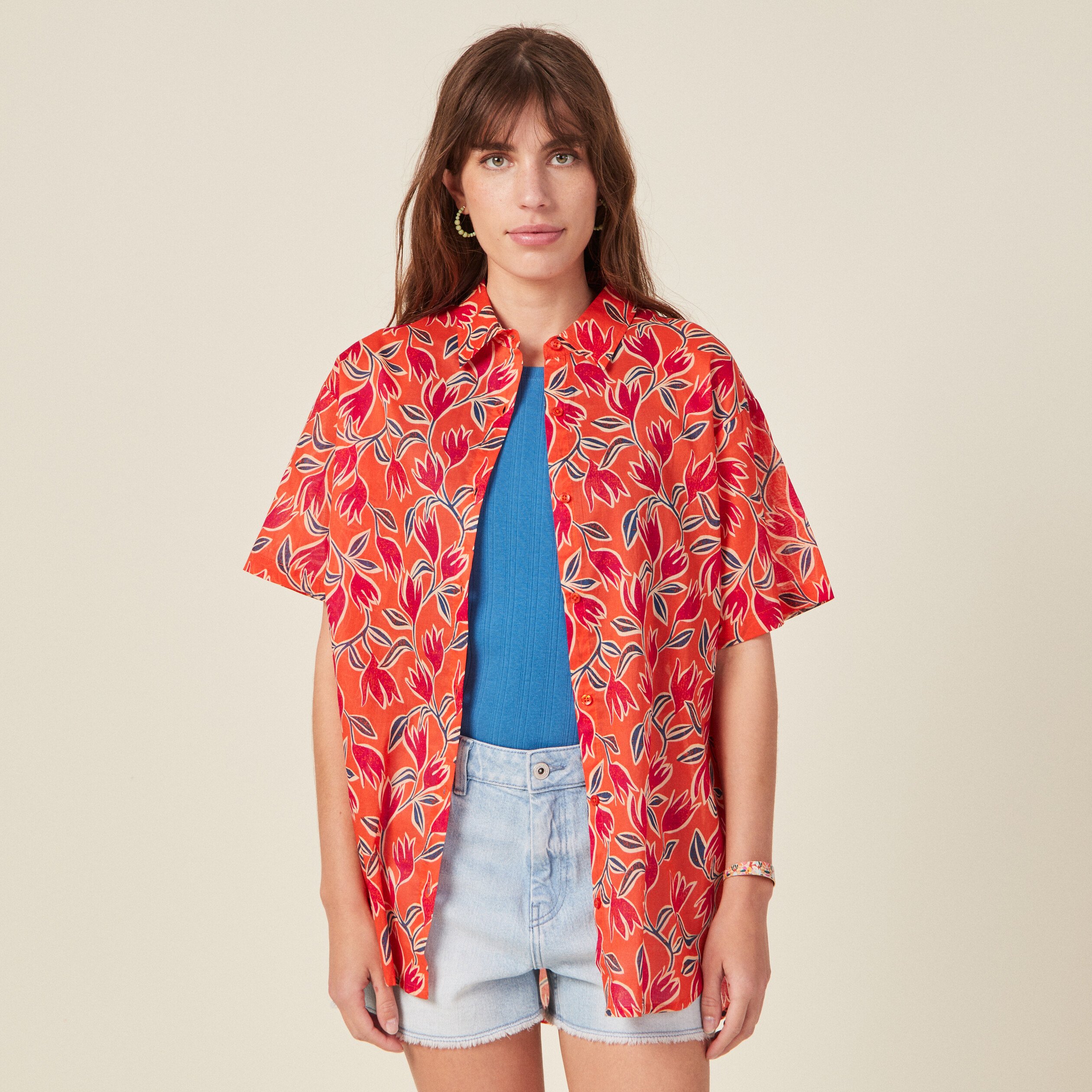 Chemise éco-responsable orange femme