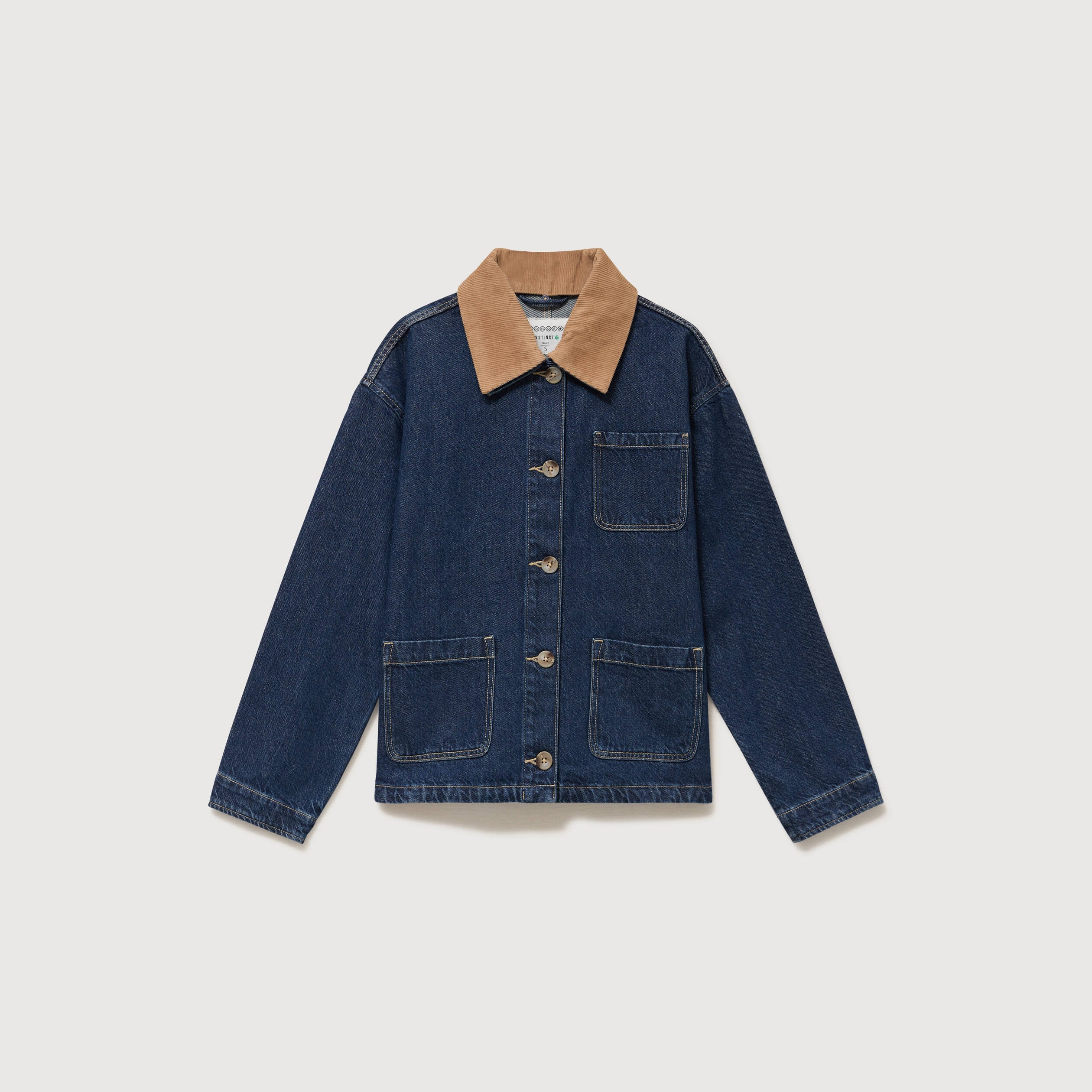 Veste en jeans manches longues denim brut clean femme
