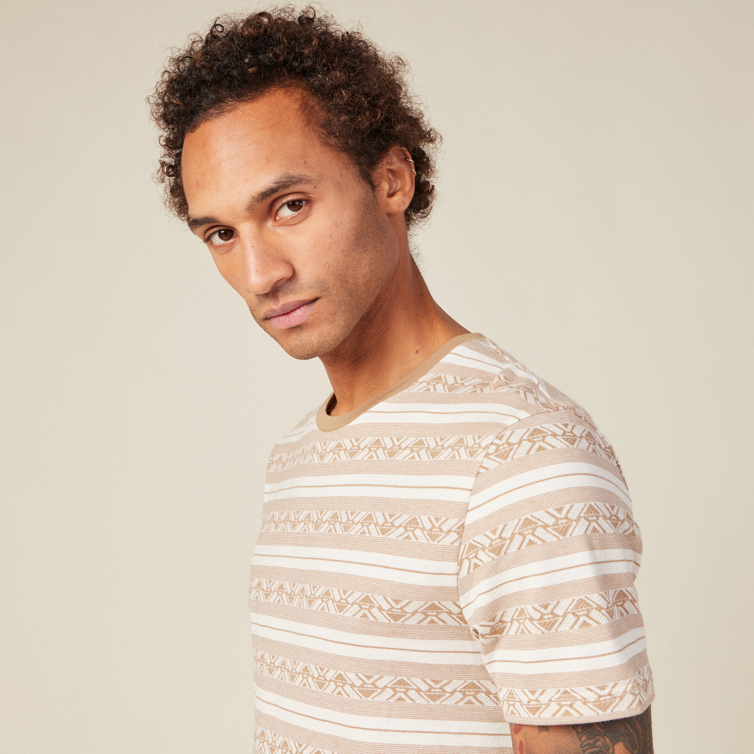 t shirt manches courtes beige homme T-shirt manches courtes beige homme