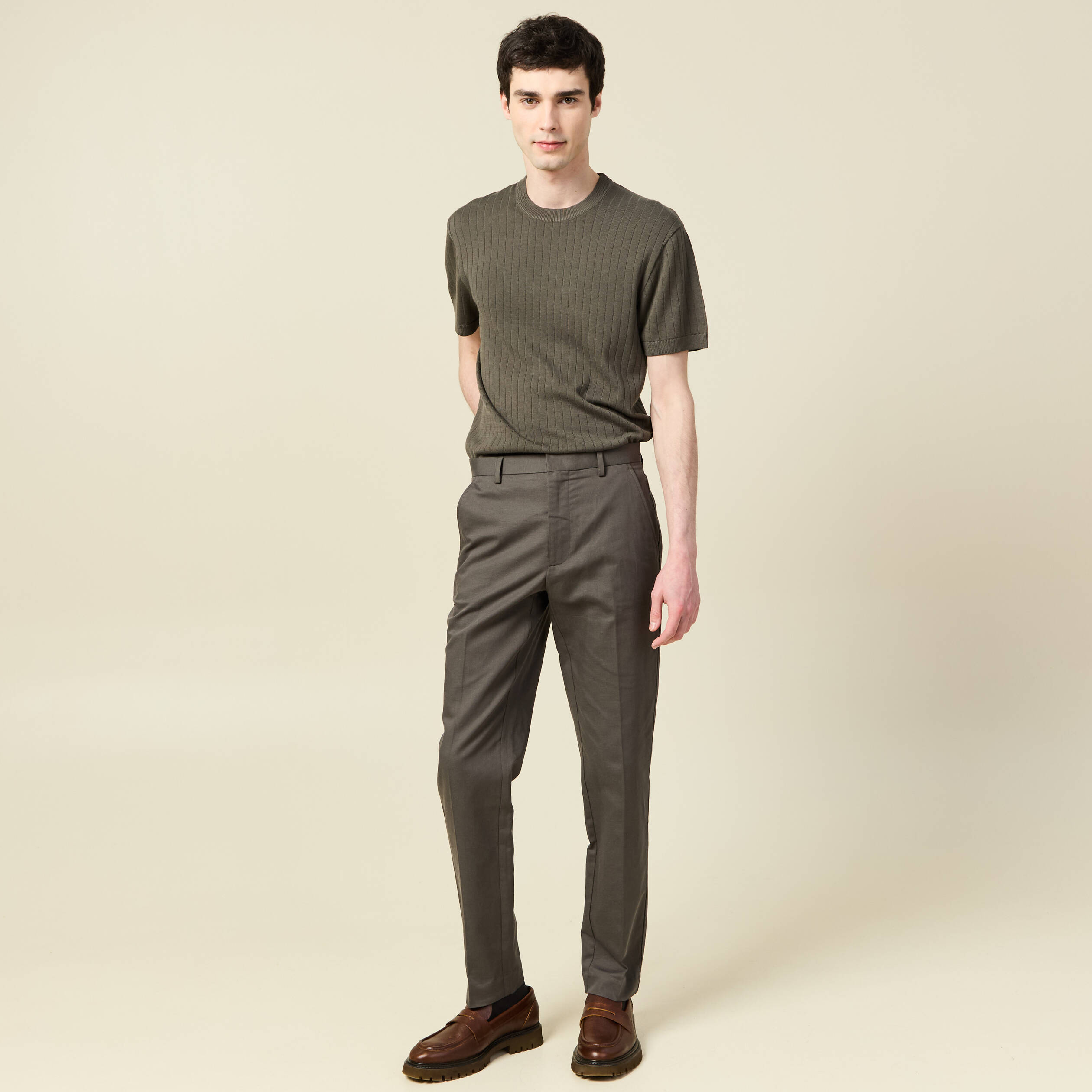 Pantalon chino vert fonc&eacute; homme