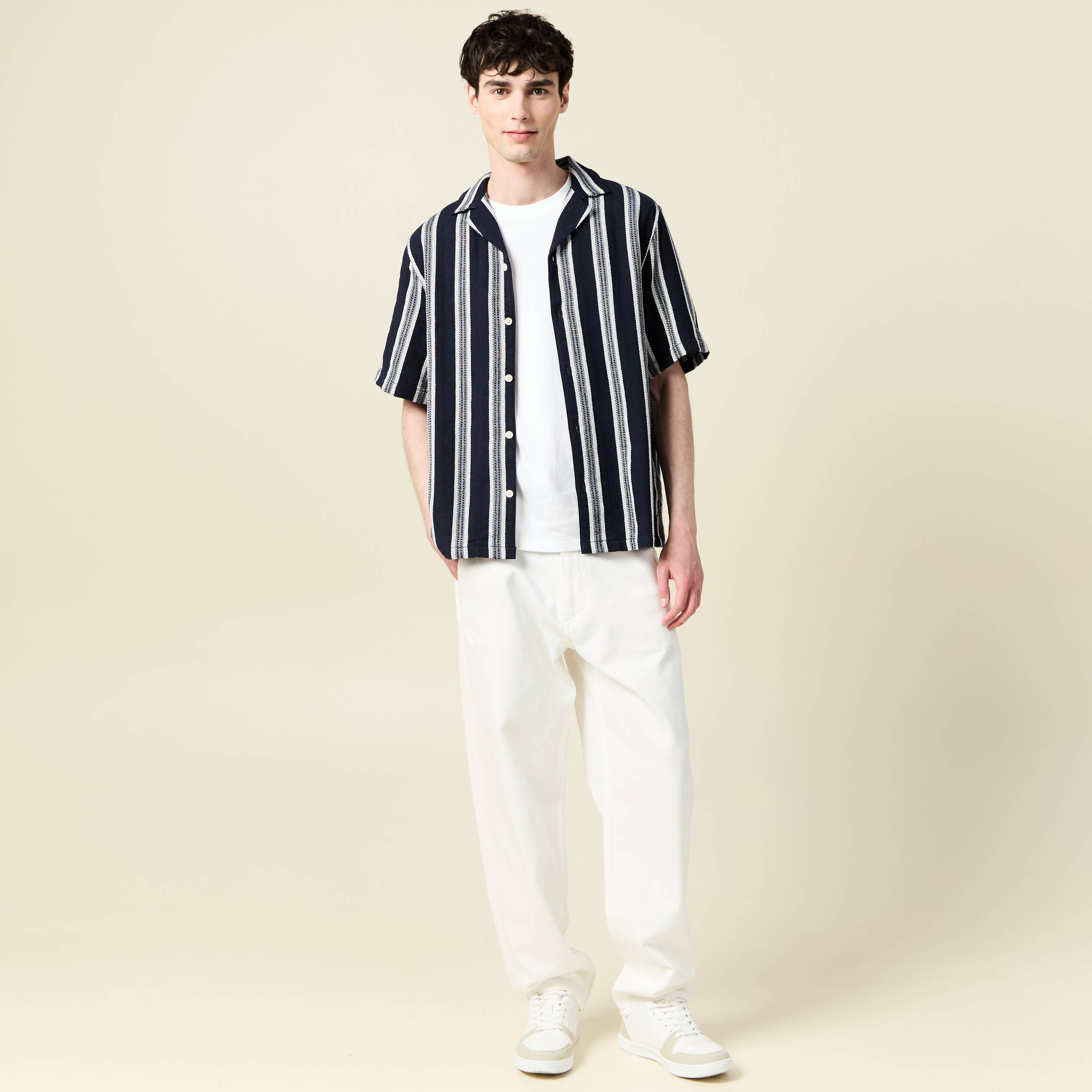 Jeans chino droit longueur 32 denim blanc homme