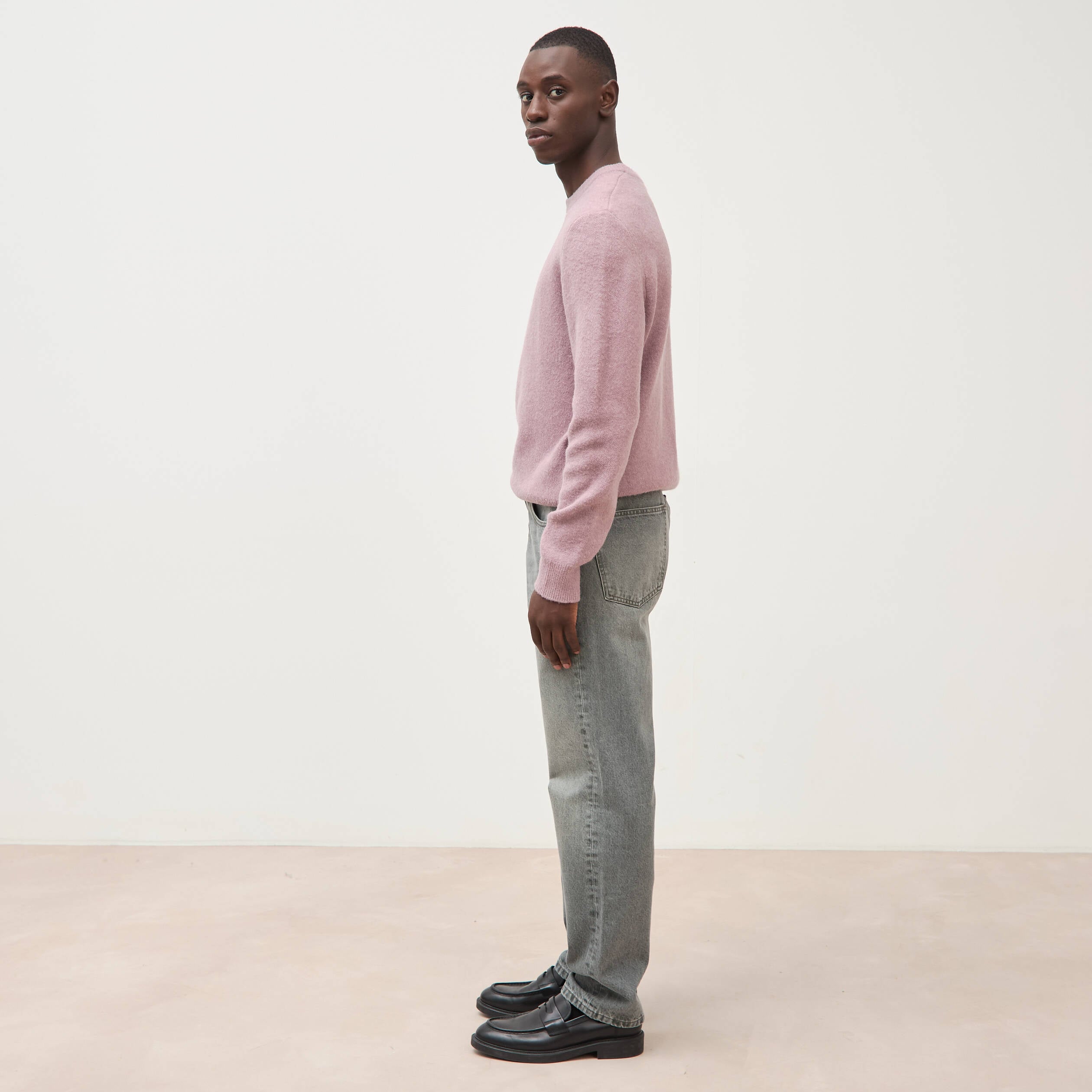 Jeans straight longueur 32 en coton denim gris homme