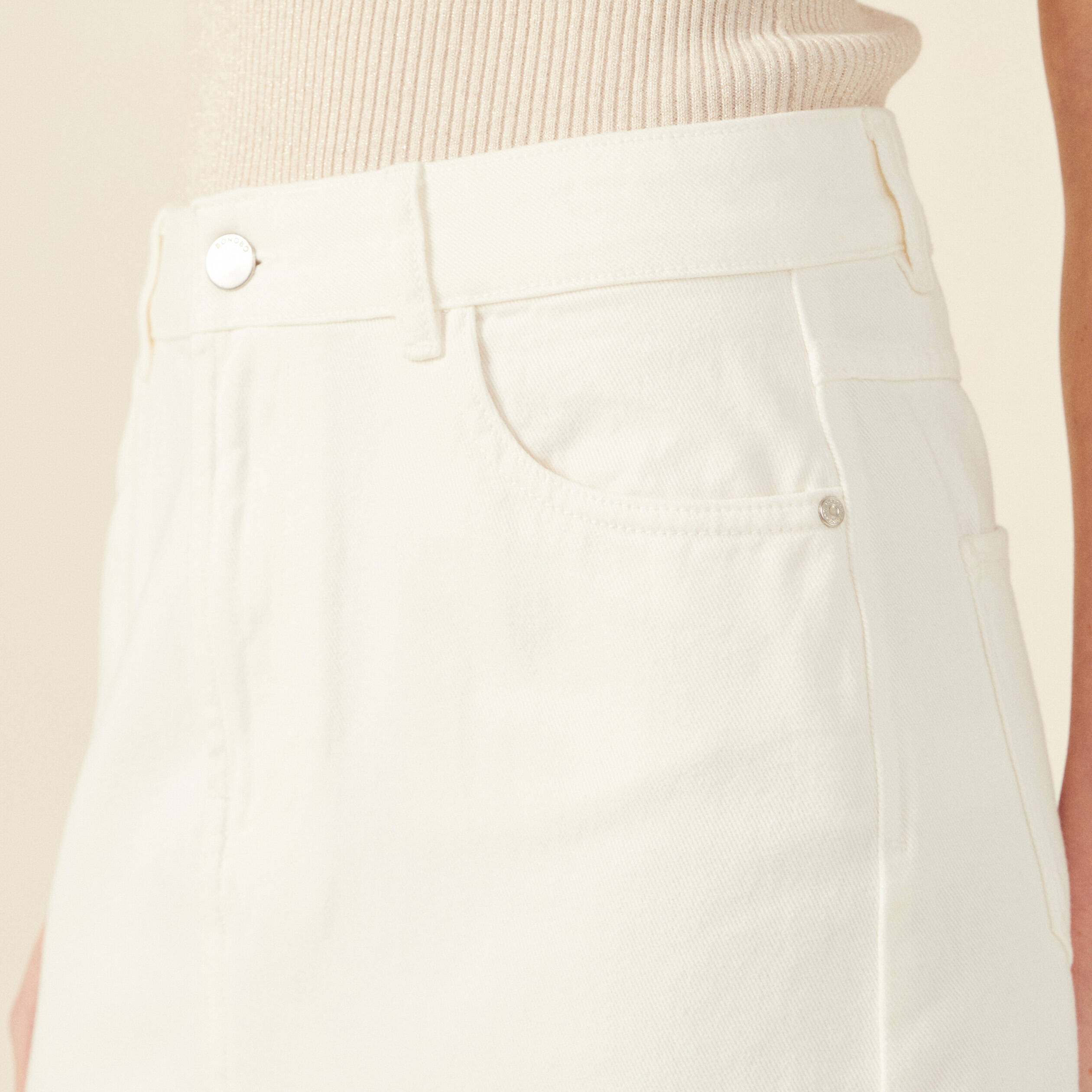jupe midi fourreau denim blanc femme Jupe midi fourreau denim blanc femme