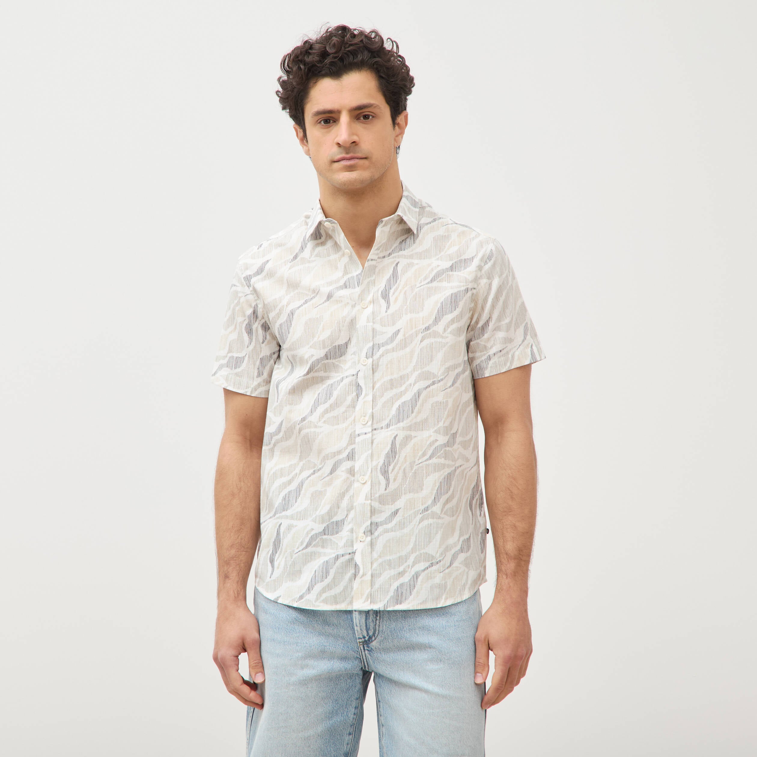 Chemise manches courtes beige homme