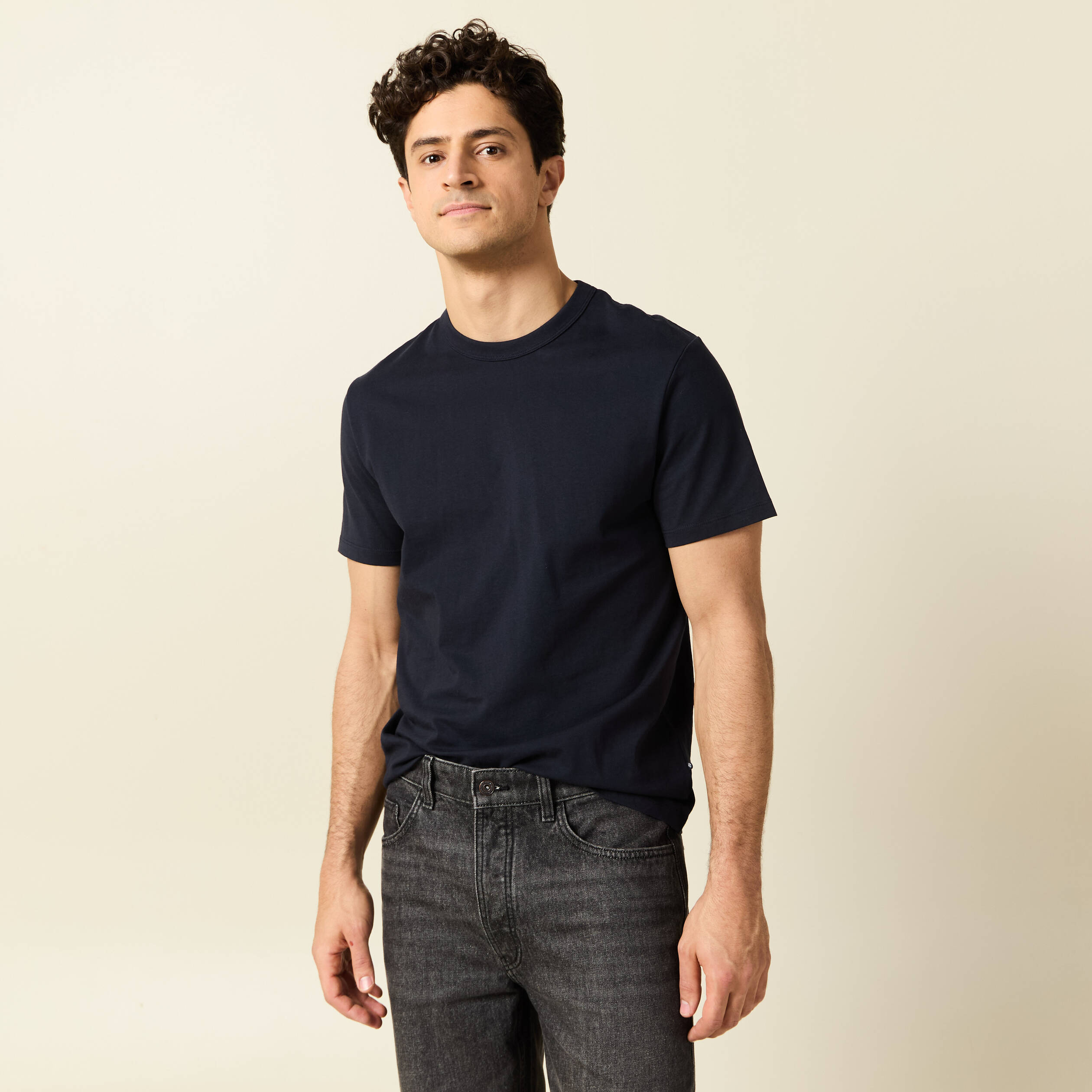 T-shirt en coton manches courtes bleu marine homme