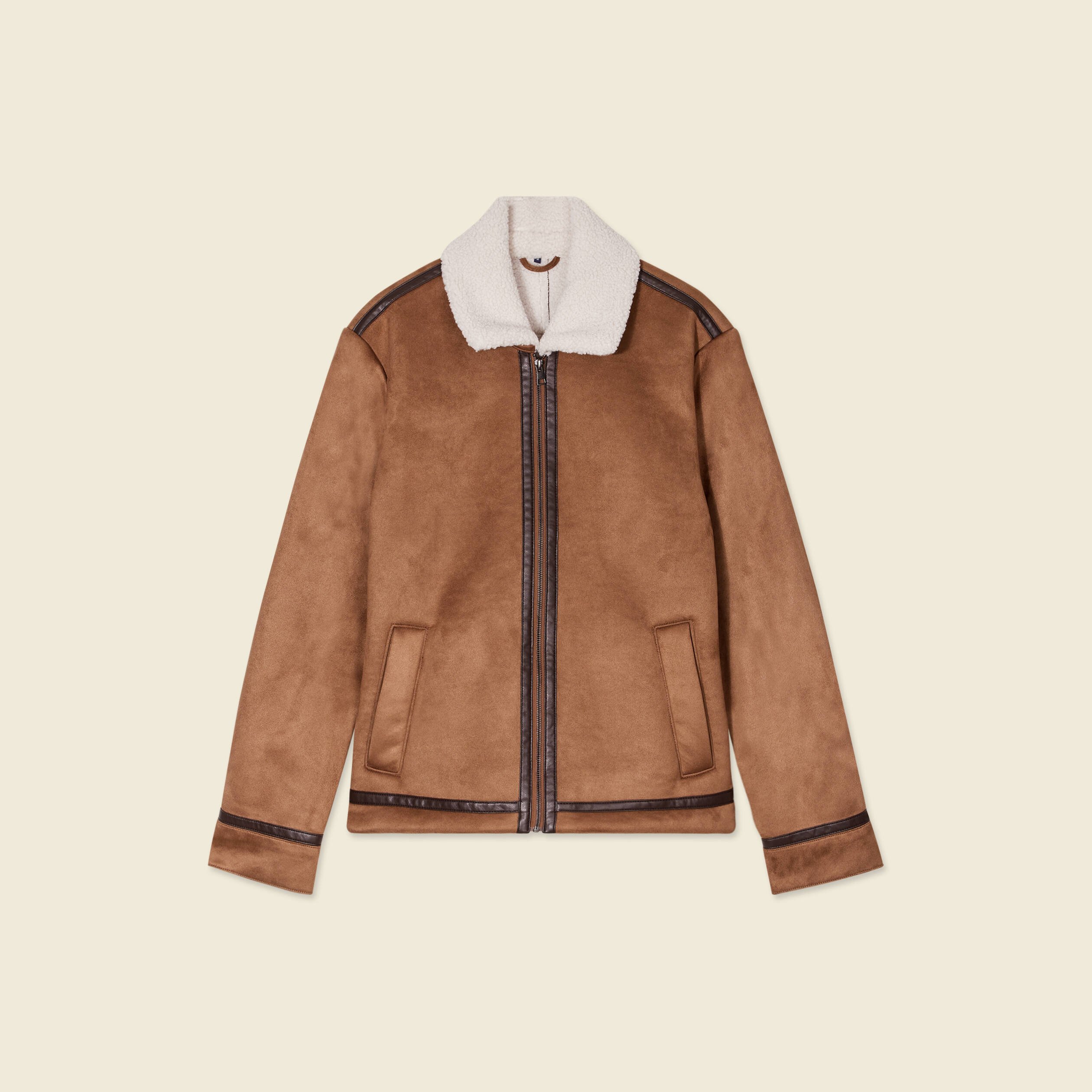 blouson suedine col aviateur marron homme Blouson suédine col aviateur marron homme