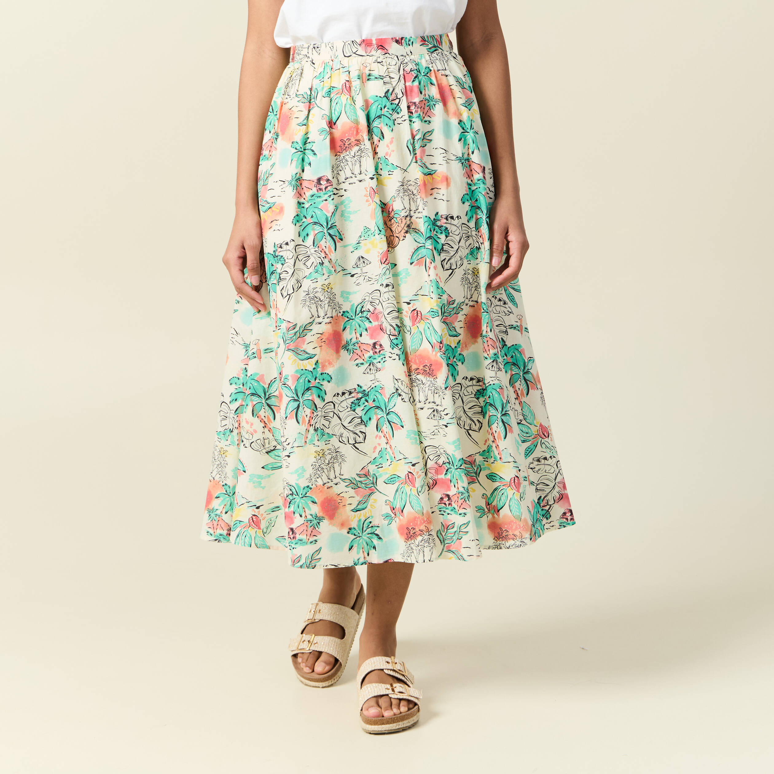 jupe longue evasee blanc femme Jupe longue évasée blanc femme