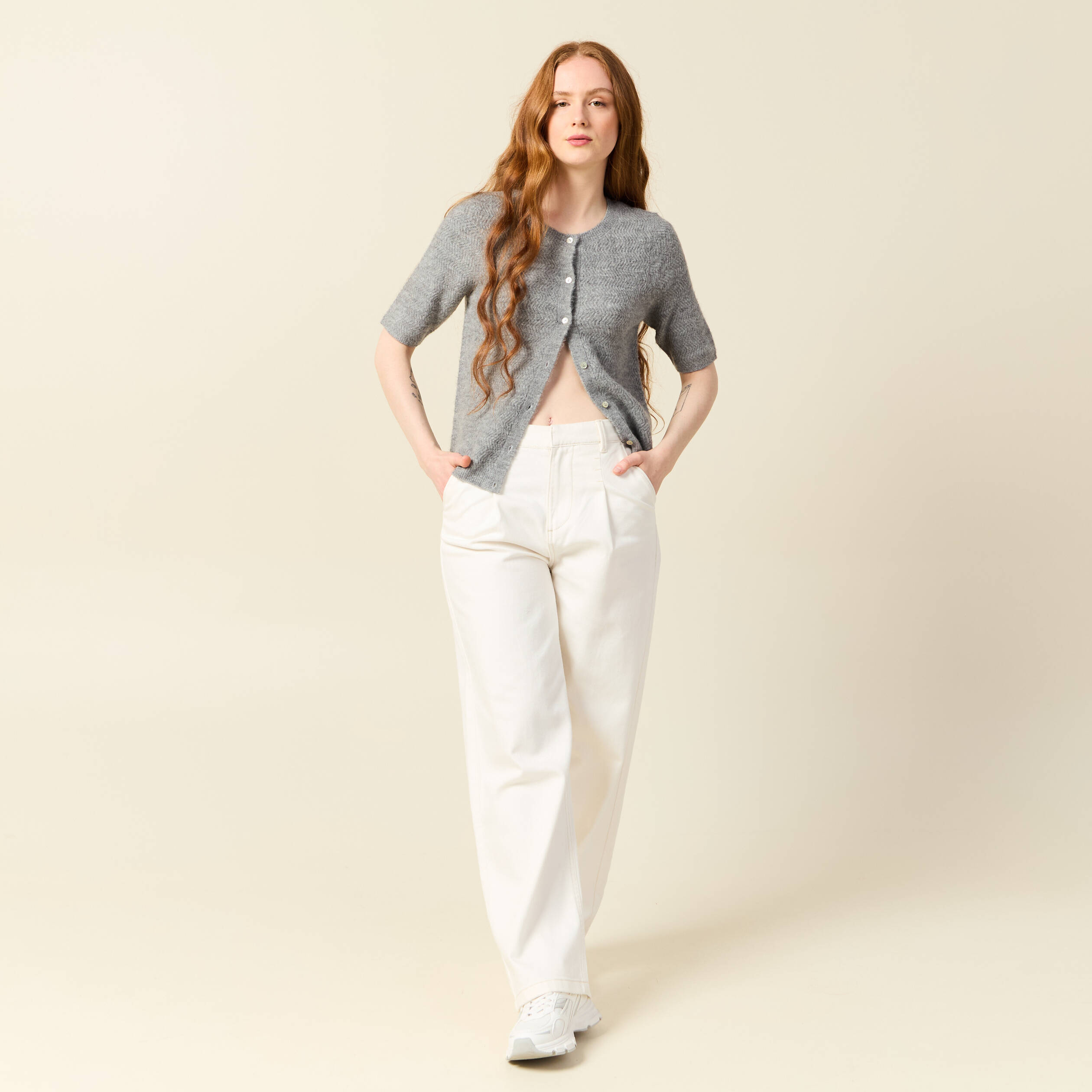 gilet manches courtes gris clair femme Gilet manches courtes gris clair femme