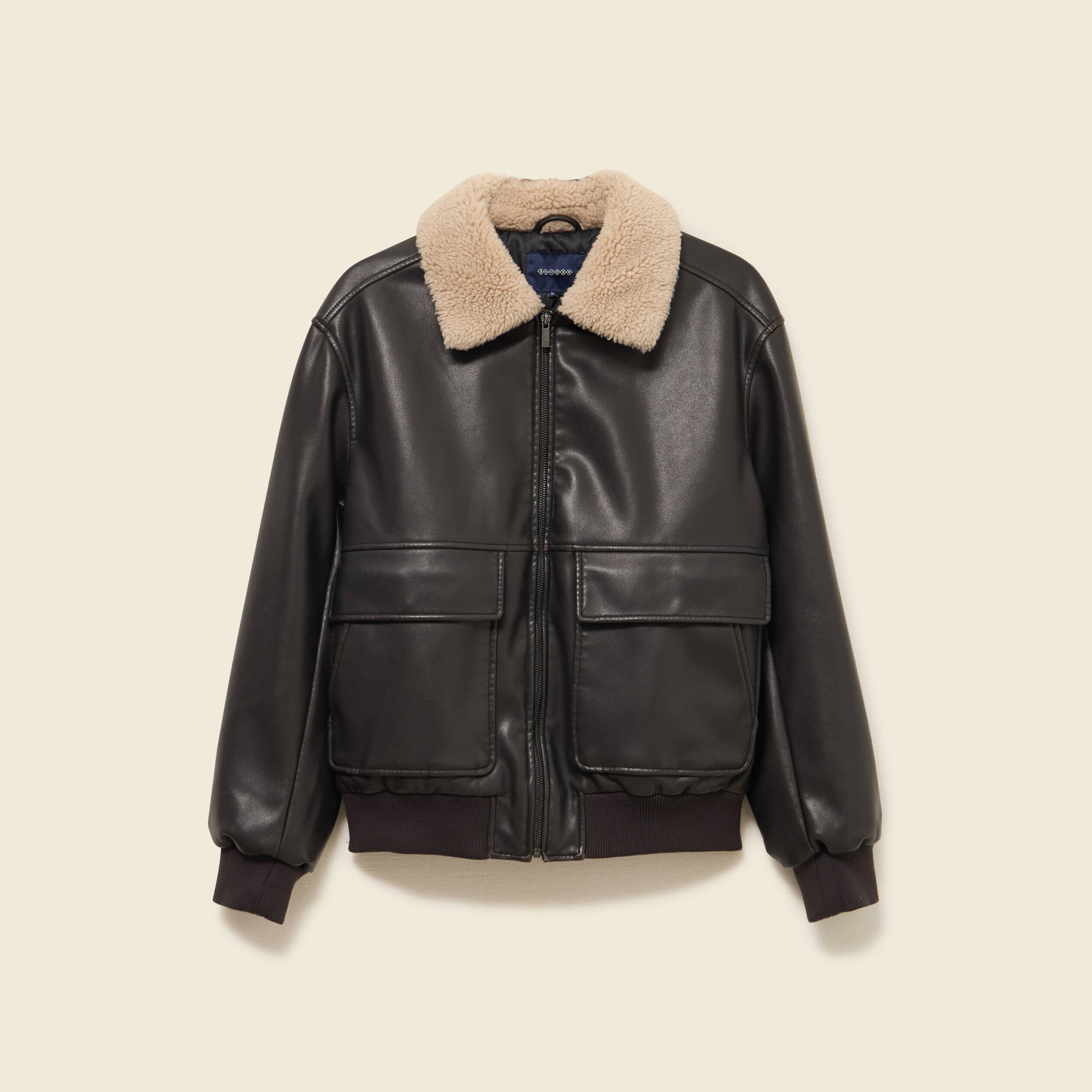 Blouson aviateur manches longues marron fonc&eacute; homme