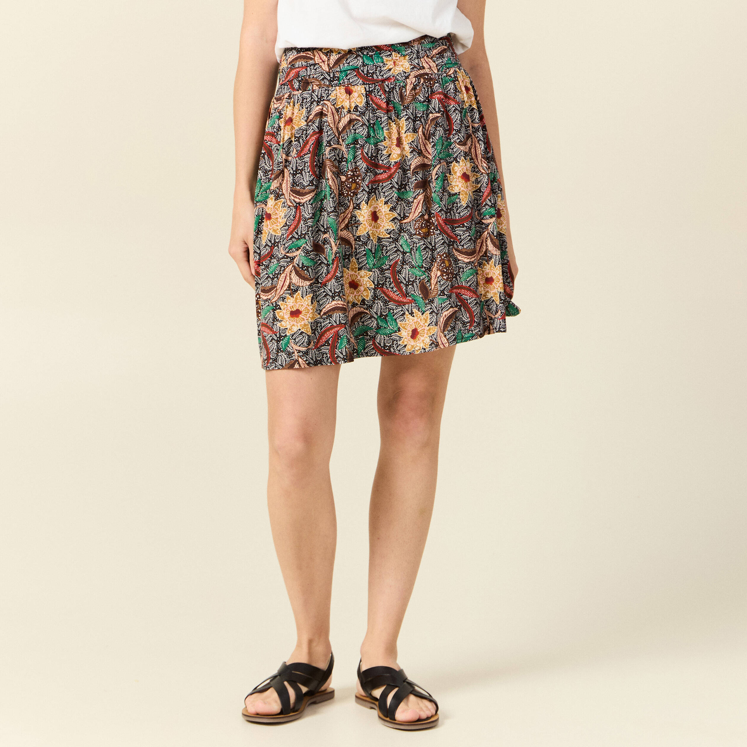 jupe droite taille elastiquee noir femme Jupe droite taille élastiquée noir femme