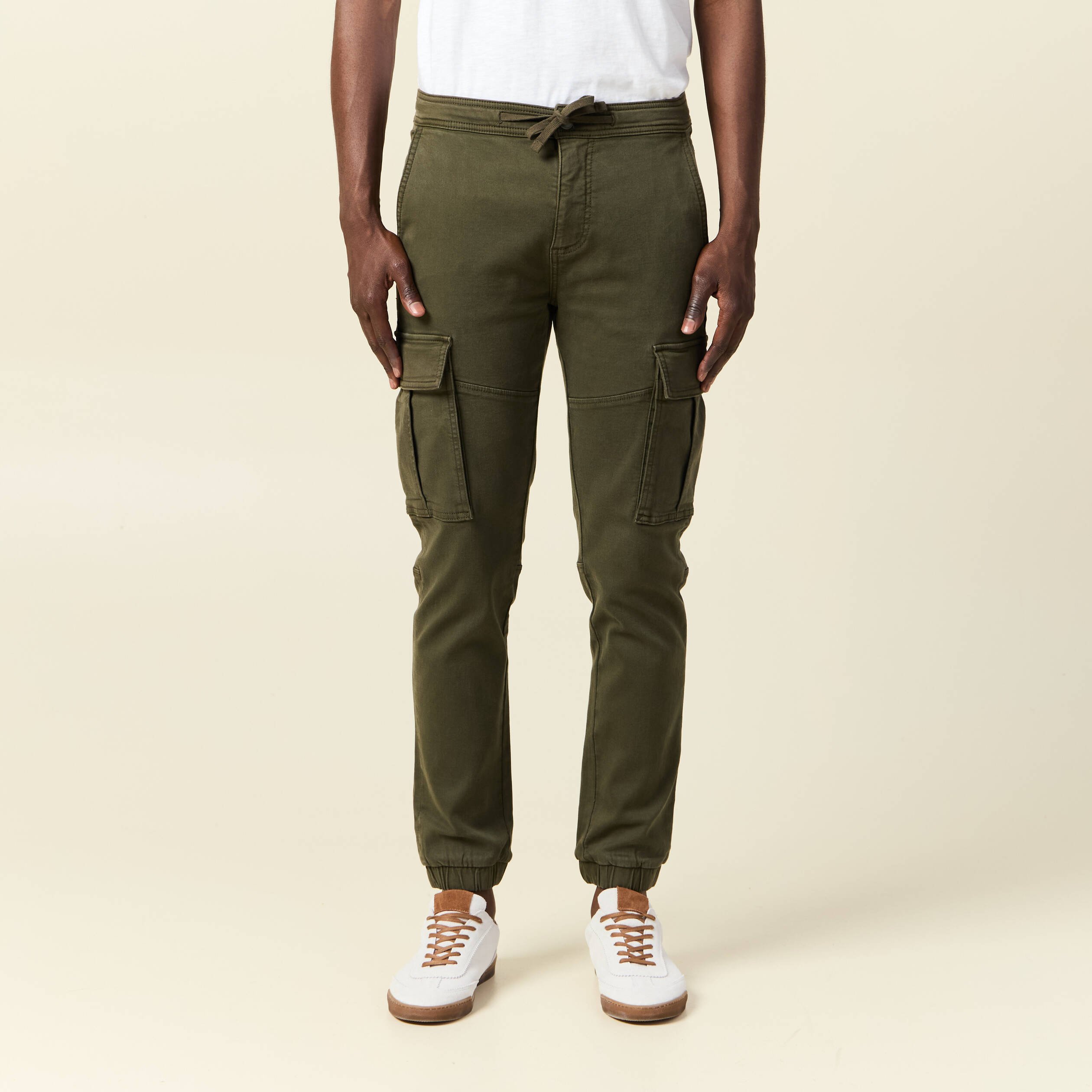 Pantalon battle bas resserré vert kaki homme