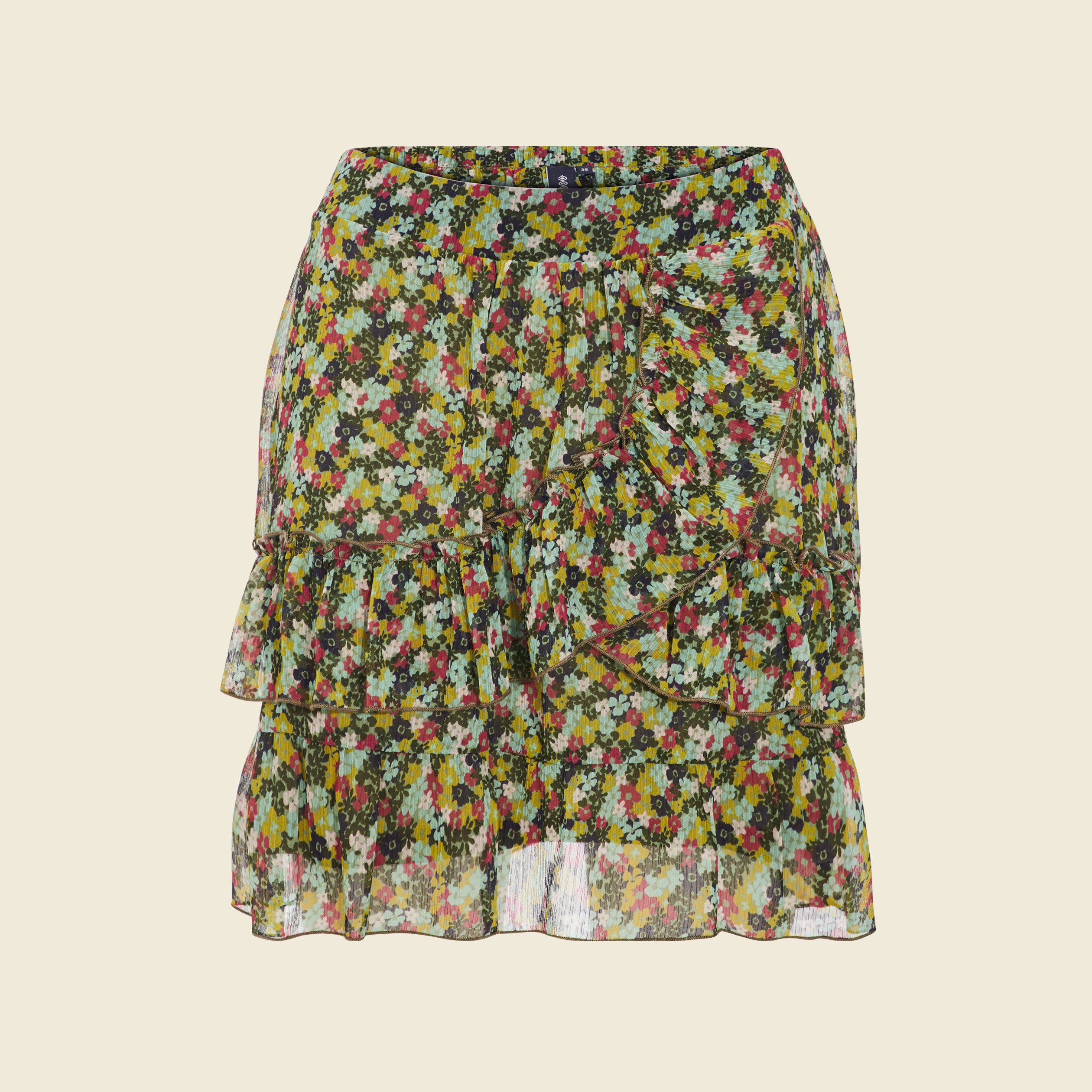 jupe droite volantee vert kaki femme Jupe droite volantée vert kaki femme