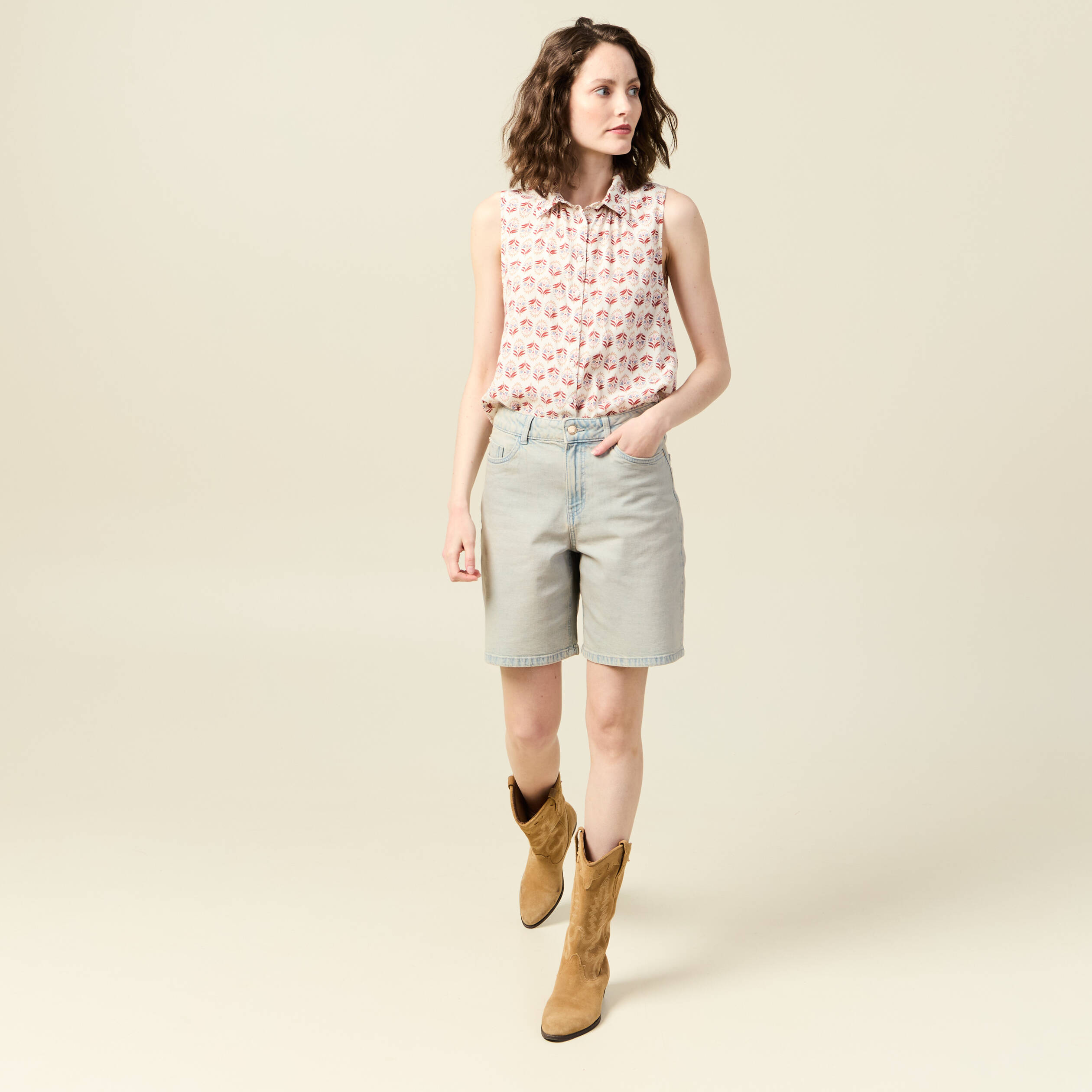 blouse sans manches ivoire femme Blouse sans manches ivoire femme