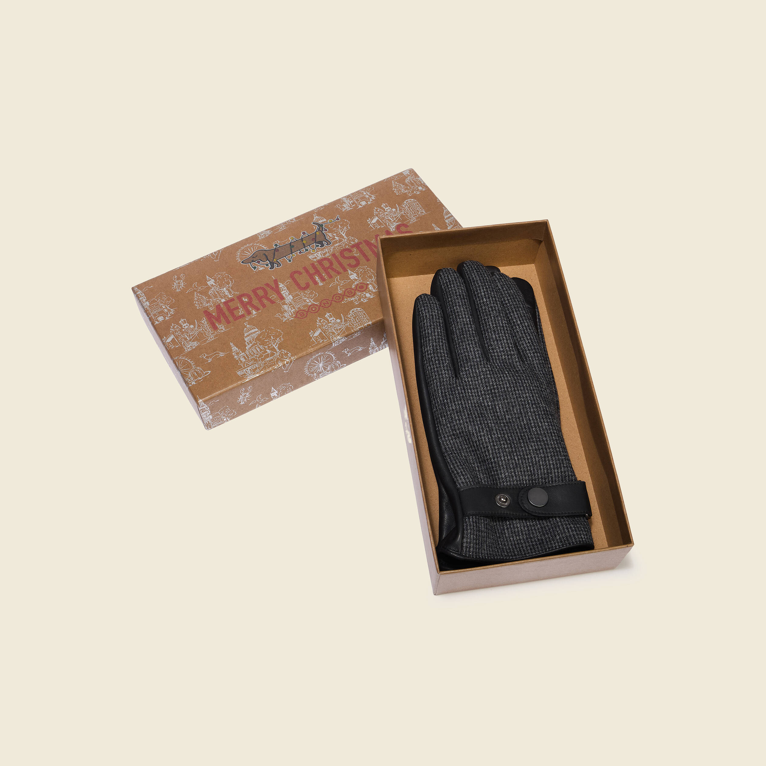 Gants en cuir avec doublure noir homme