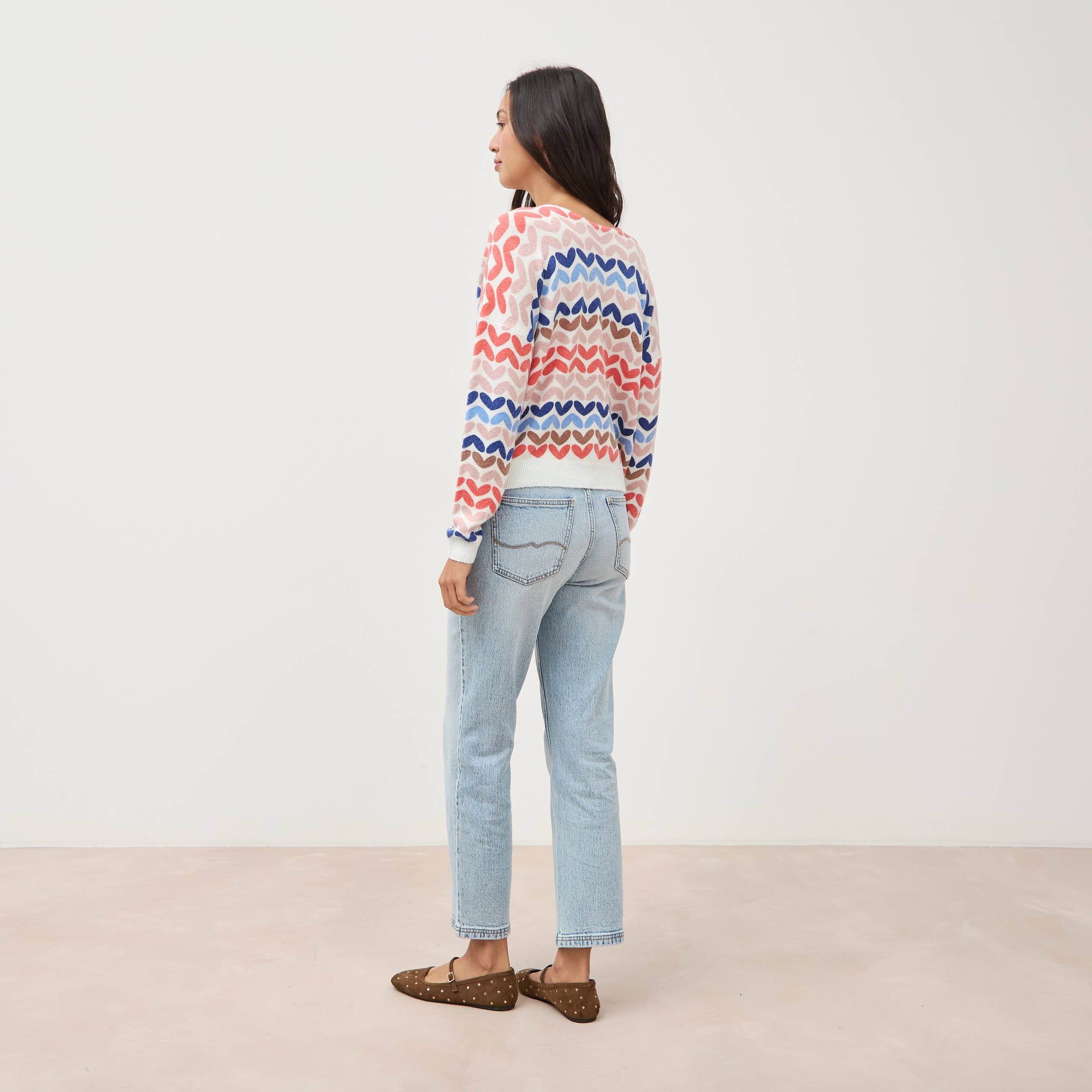 Gilet manches longues multicolore femme