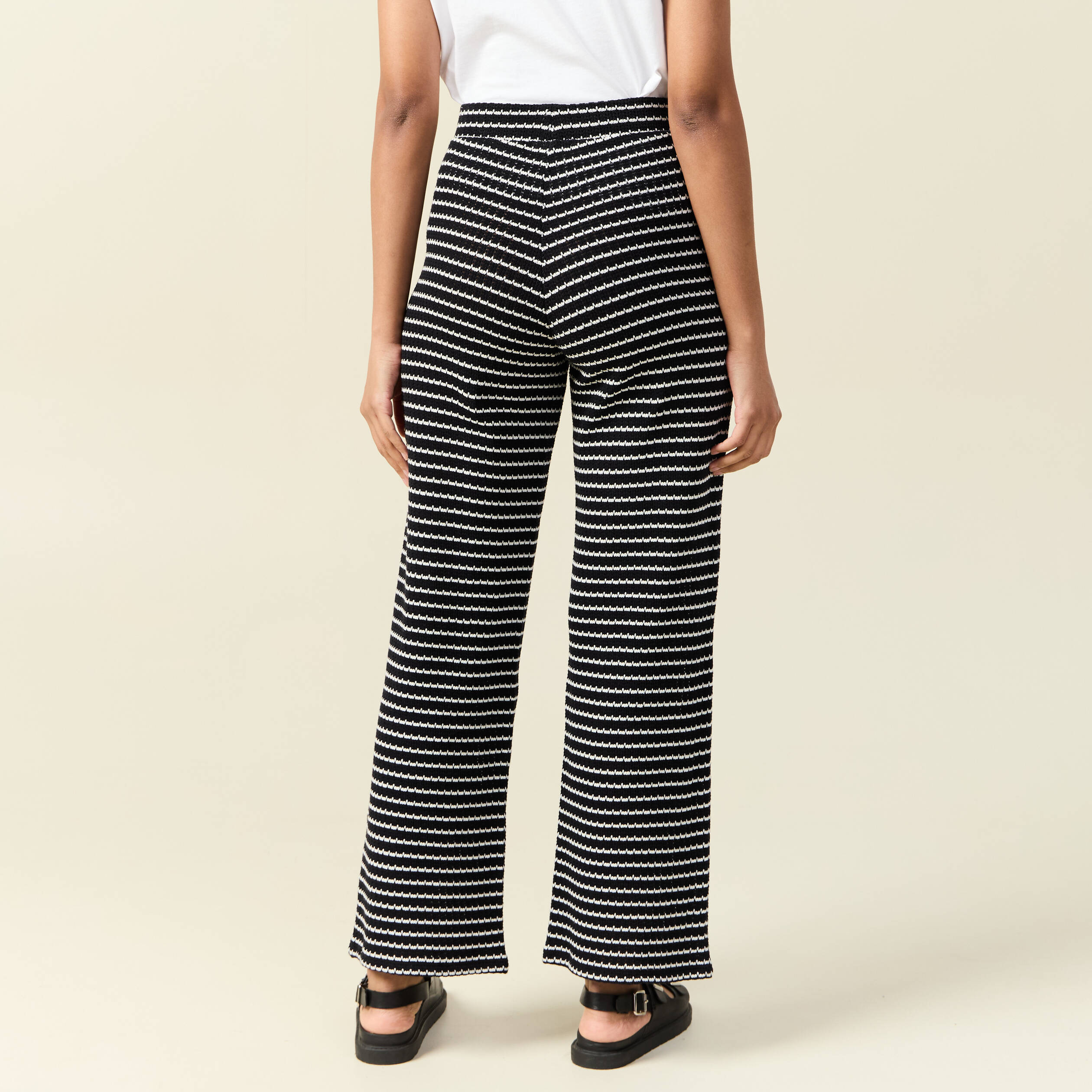 pantalon large en maille noir femme Pantalon large en maille noir femme